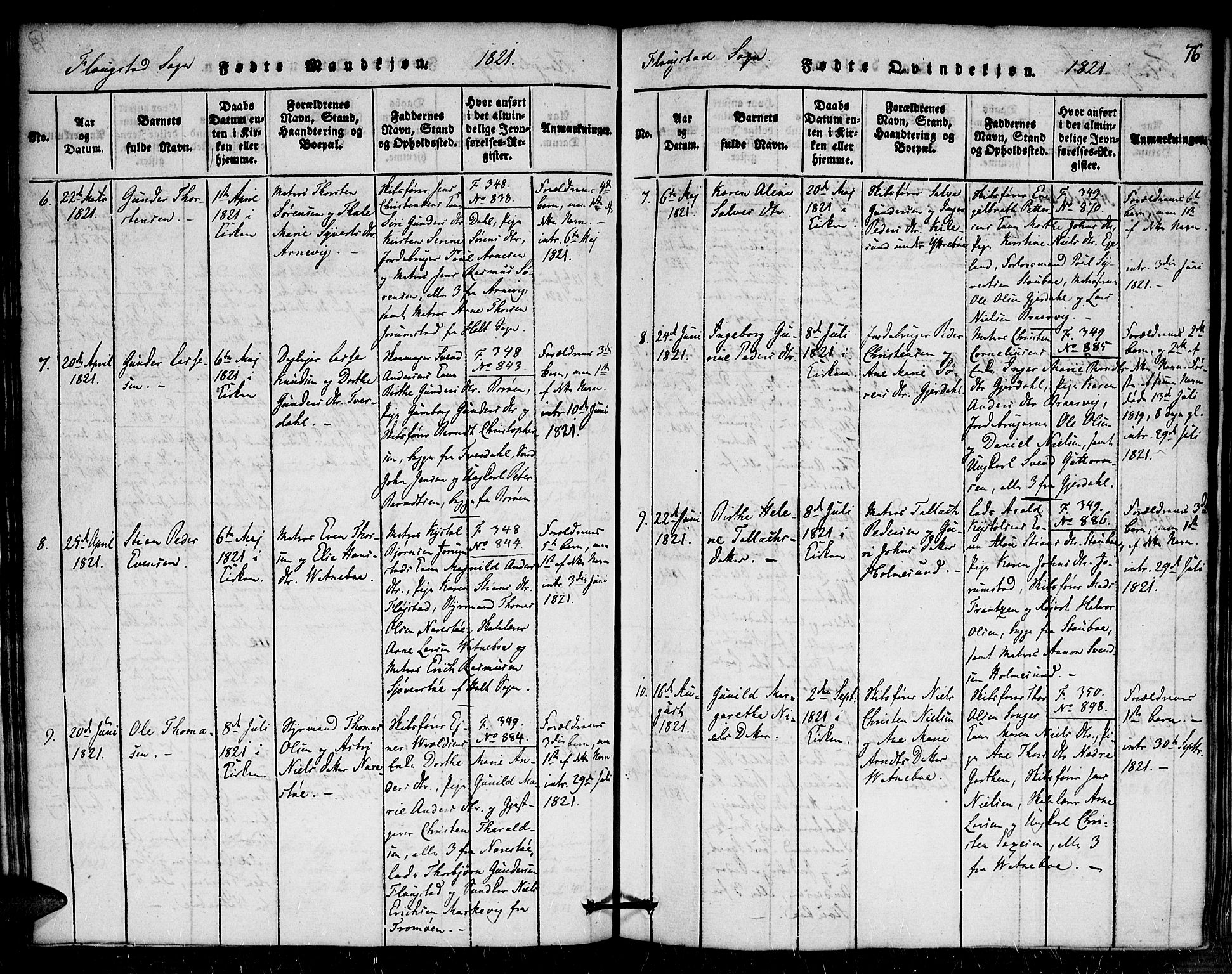 Dypvåg sokneprestkontor, AV/SAK-1111-0007/F/Fa/Faa/L0003: Parish register (official) no. A 3 /2, 1817-1824, p. 76