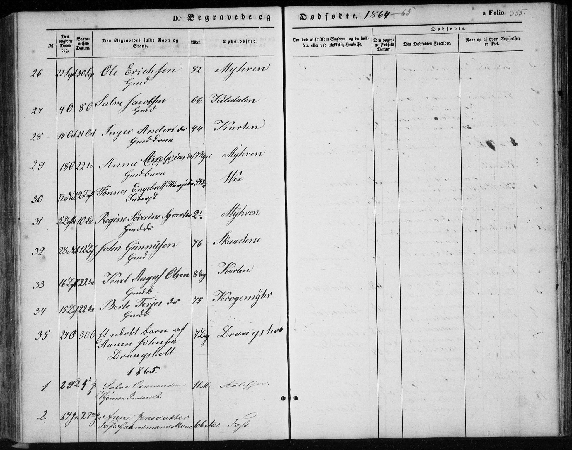 Tveit sokneprestkontor, AV/SAK-1111-0043/F/Fb/L0003: Parish register (copy) no. B 3, 1854-1886, p. 355