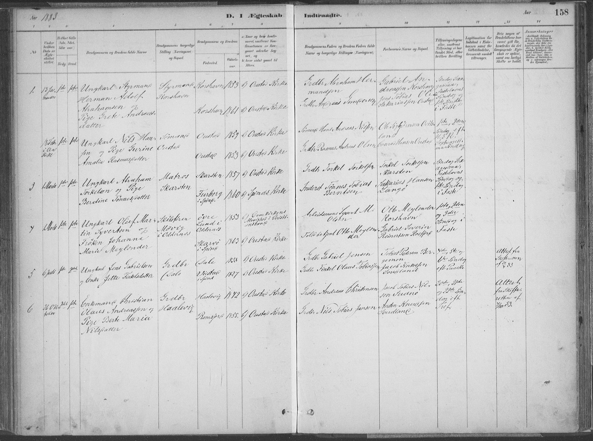 Lyngdal sokneprestkontor, SAK/1111-0029/F/Fa/Faa/L0004: Parish register (official) no. A 4, 1883-1904, p. 158