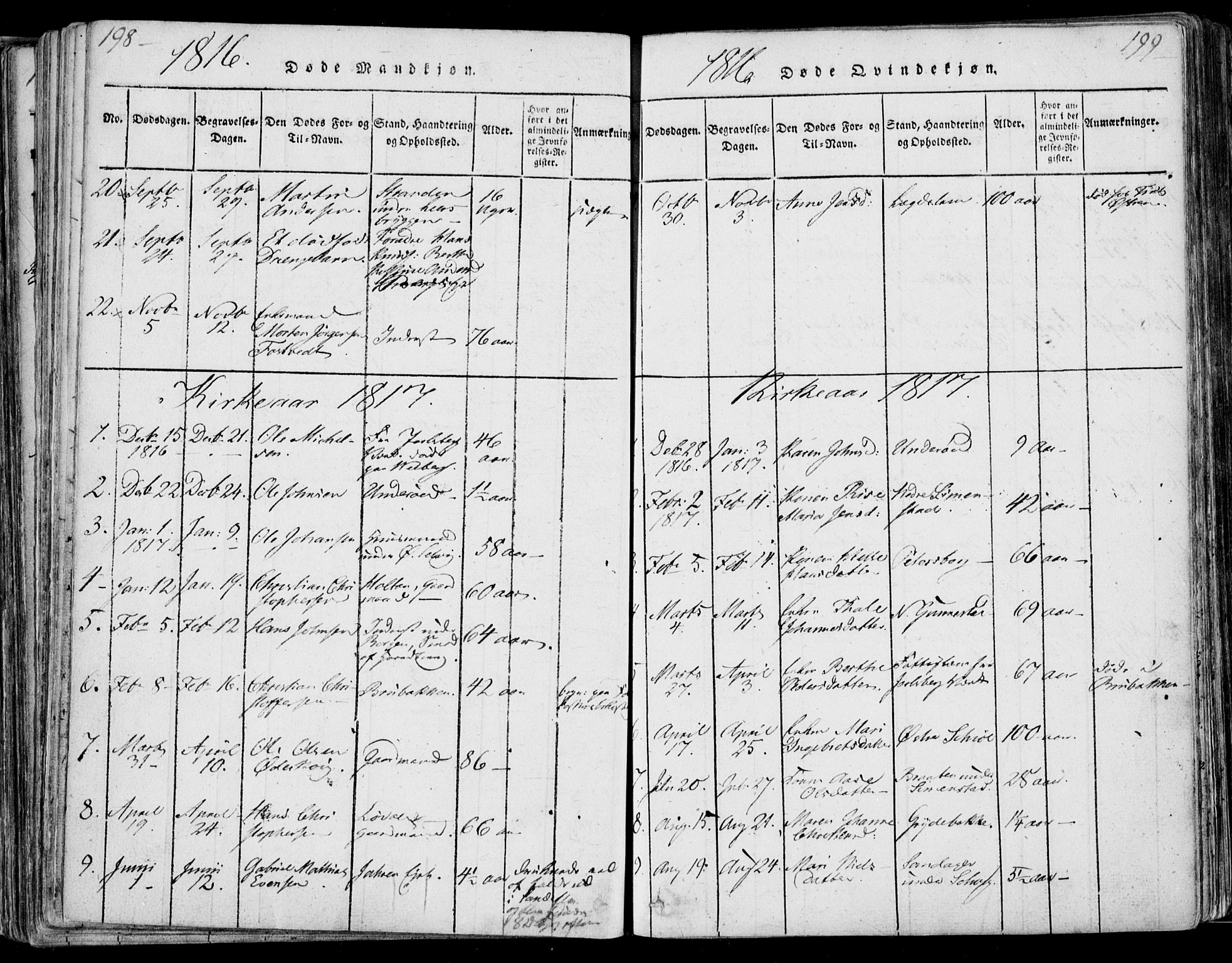 Sande Kirkebøker, SAKO/A-53/F/Fa/L0003: Parish register (official) no. 3, 1814-1847, p. 198-199