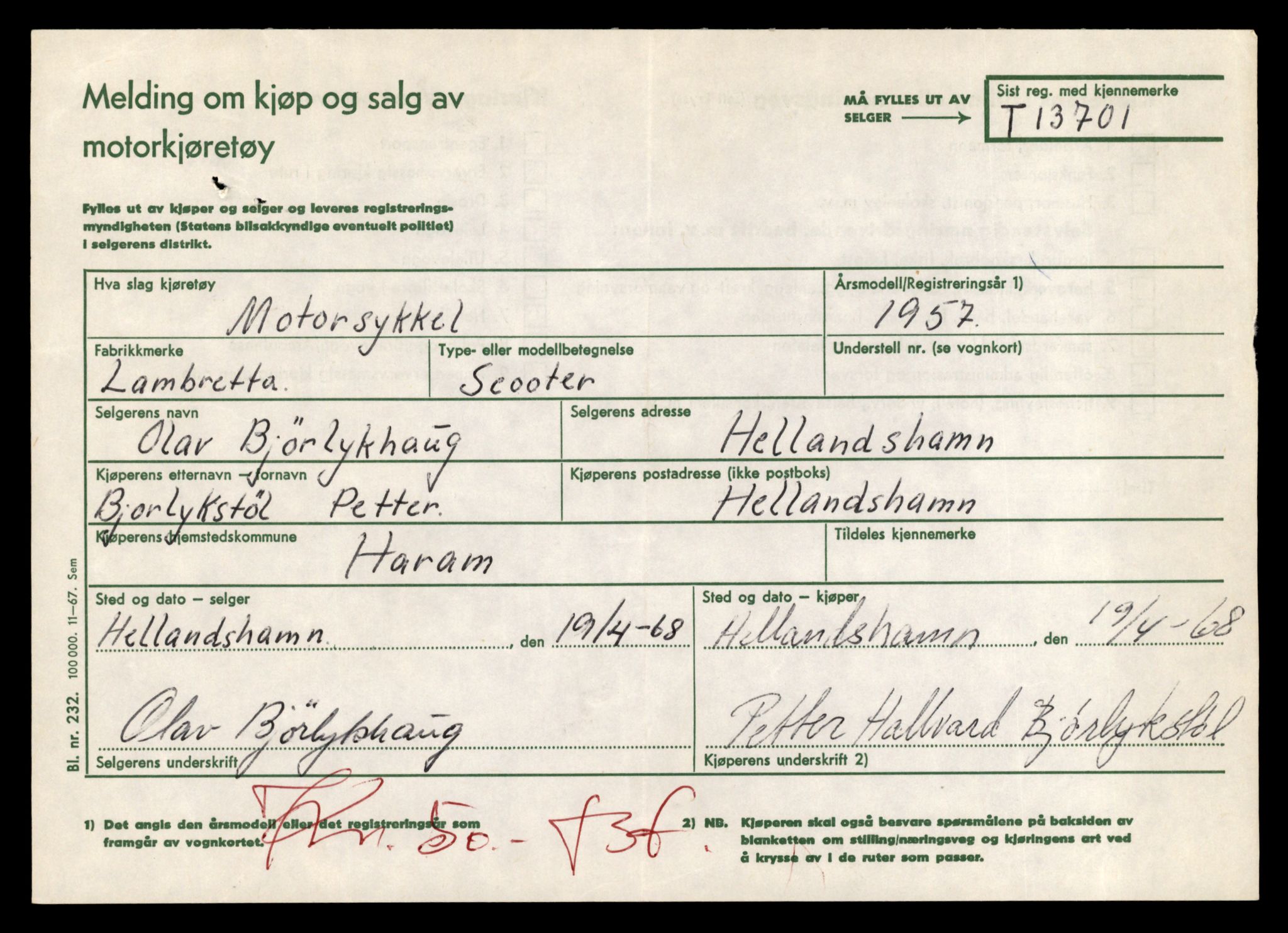 Møre og Romsdal vegkontor - Ålesund trafikkstasjon, AV/SAT-A-4099/F/Fe/L0040: Registreringskort for kjøretøy T 13531 - T 13709, 1927-1998, p. 2919