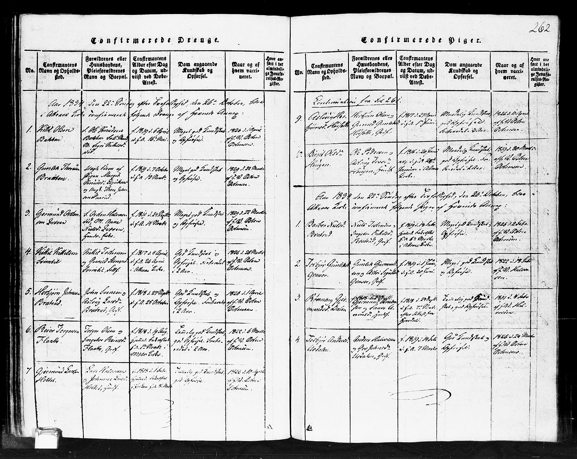 Gransherad kirkebøker, SAKO/A-267/F/Fb/L0002: Parish register (official) no. II 2, 1815-1843, p. 262