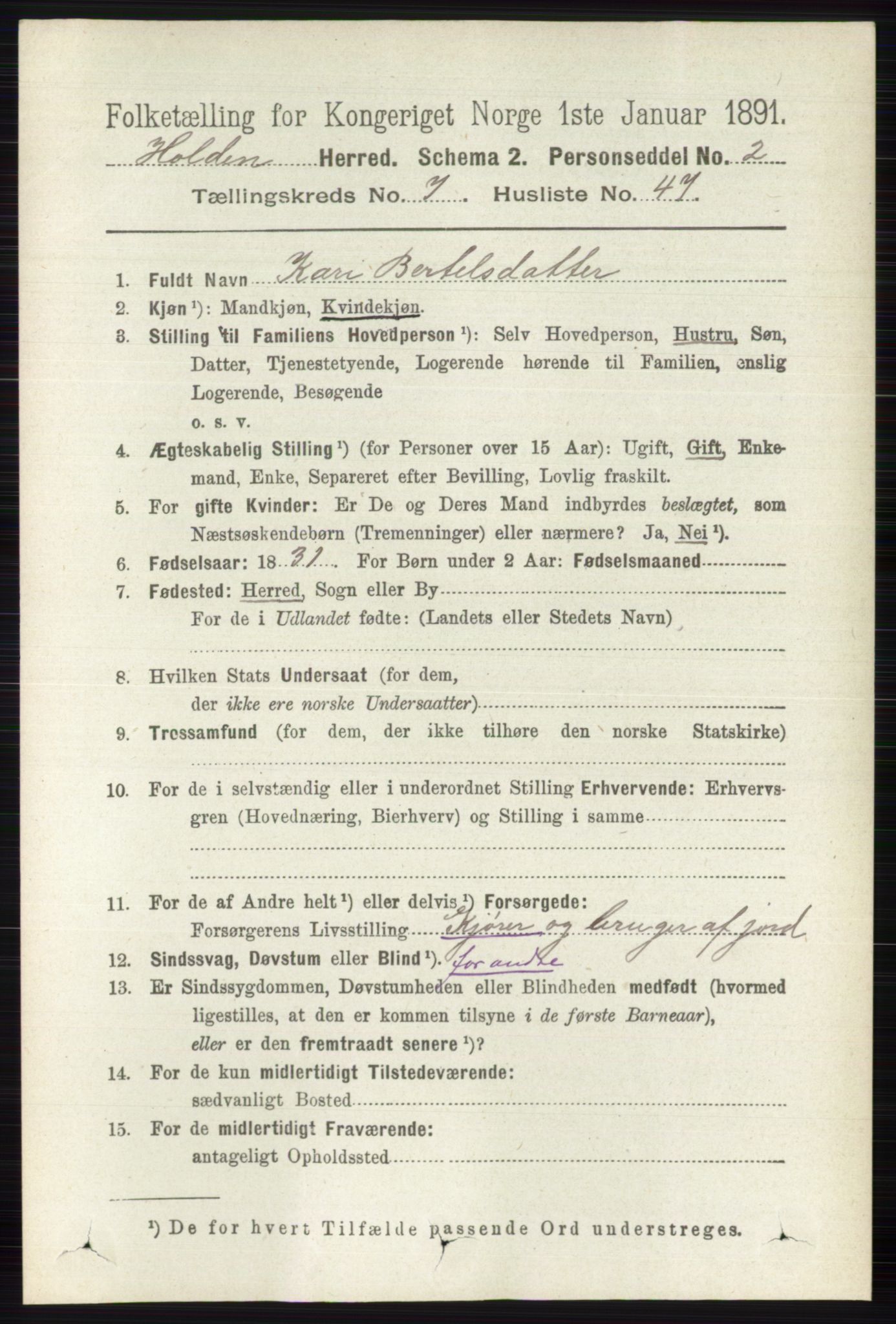 RA, 1891 census for 0819 Holla, 1891, p. 3555