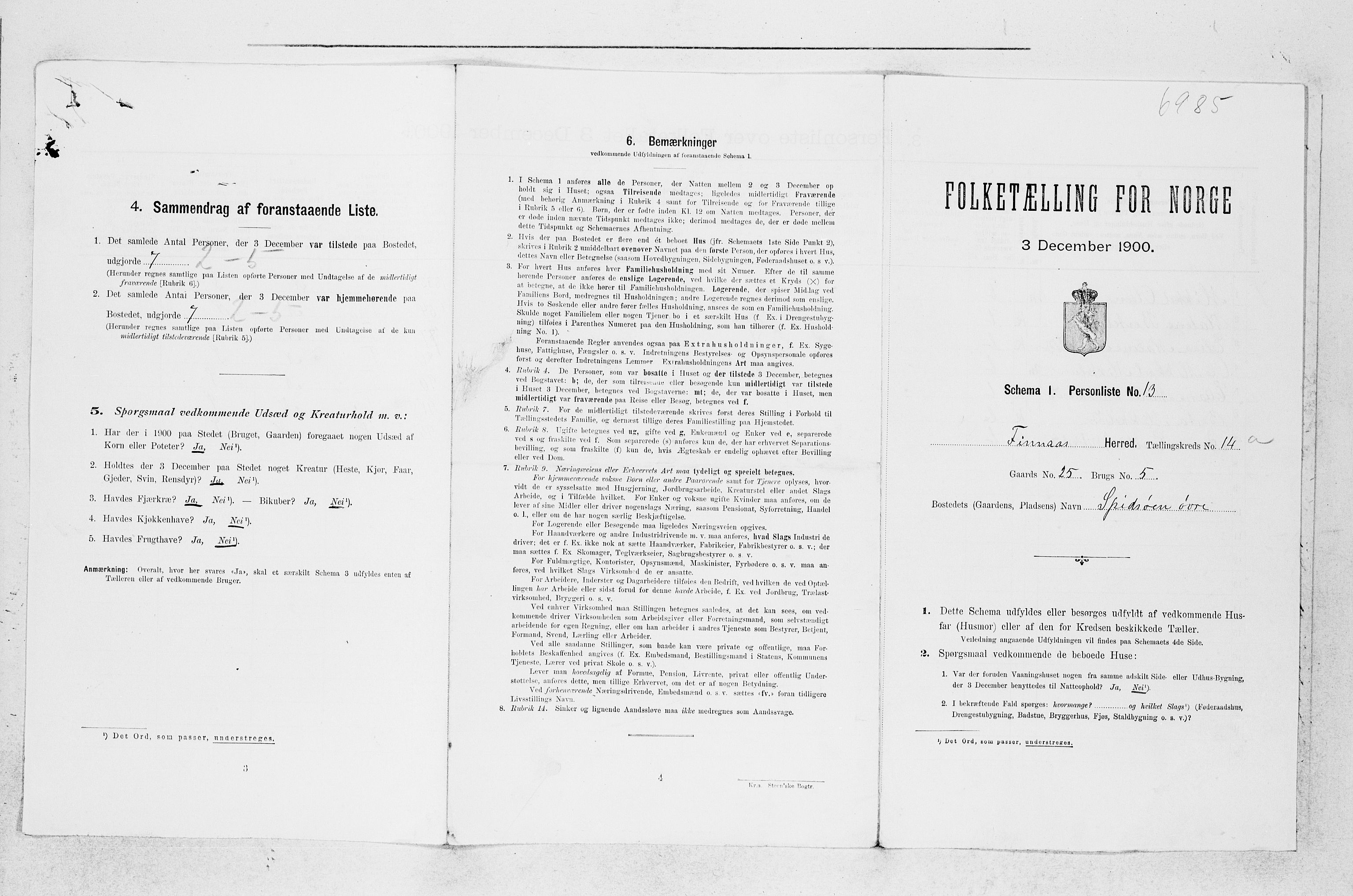 SAB, 1900 census for Finnås, 1900, p. 1525