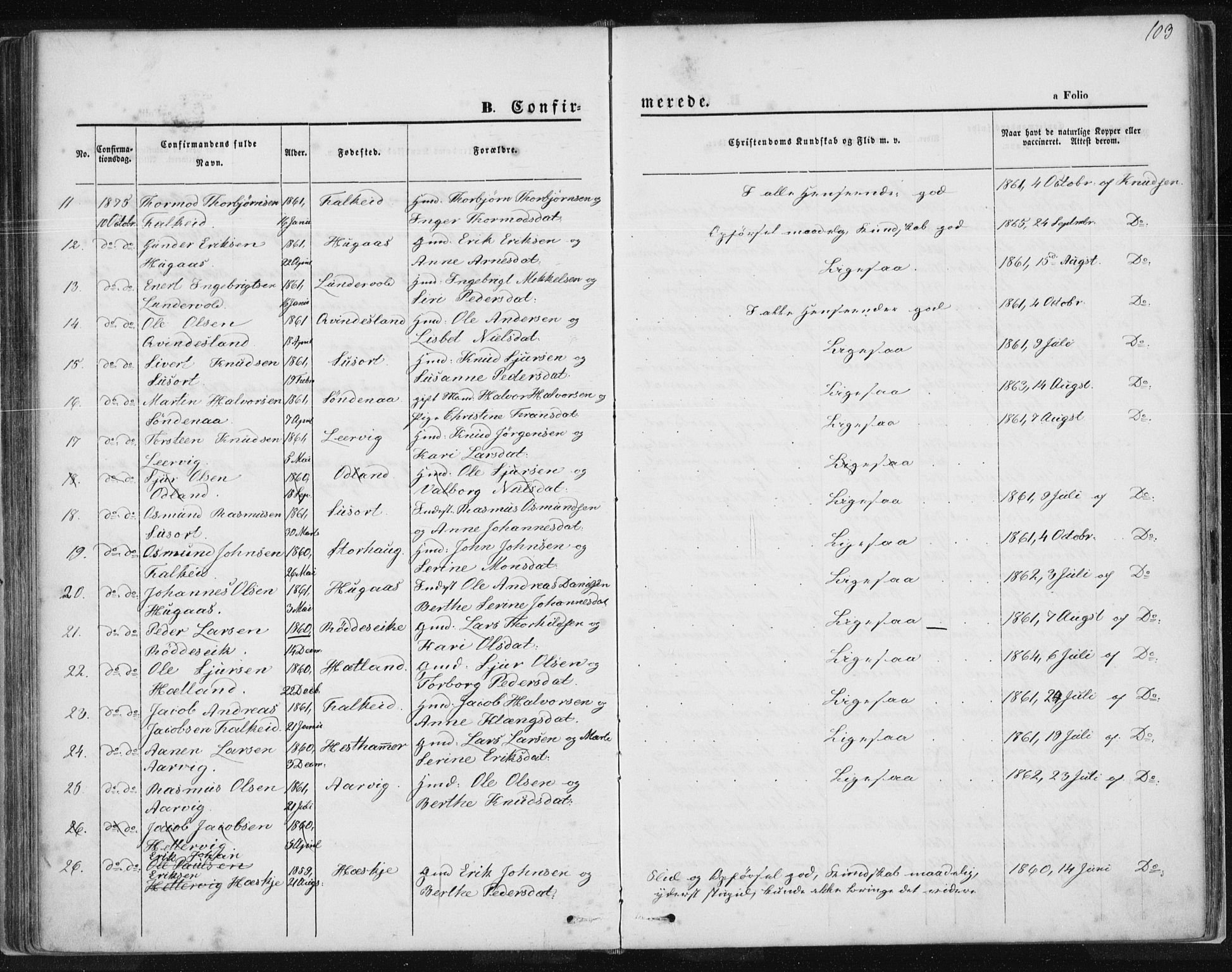 Tysvær sokneprestkontor, AV/SAST-A -101864/H/Ha/Haa/L0005: Parish register (official) no. A 5, 1865-1878, p. 103