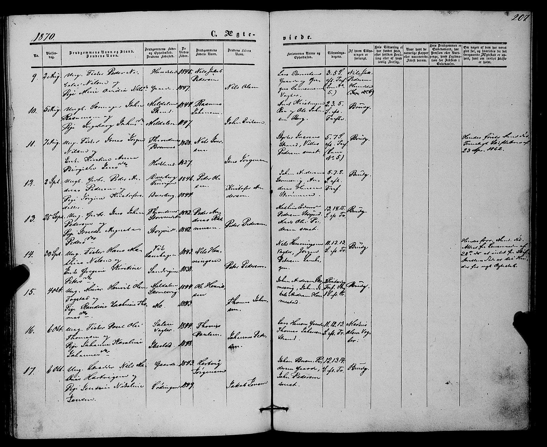 Kvæfjord sokneprestkontor, AV/SATØ-S-1323/G/Ga/Gaa/L0004kirke: Parish register (official) no. 4, 1857-1877, p. 207