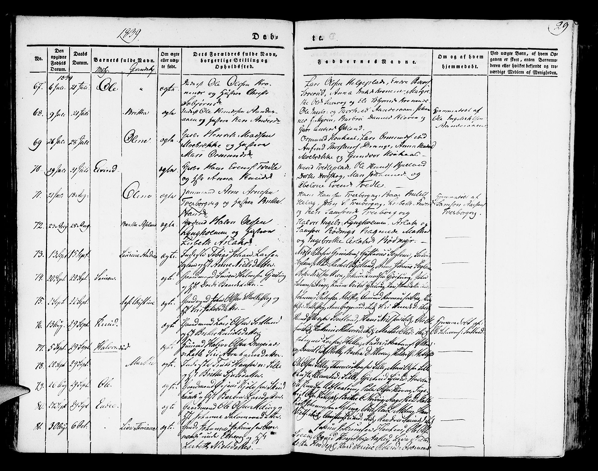 Finnås sokneprestembete, SAB/A-99925/H/Ha/Haa/Haaa/L0006: Parish register (official) no. A 6, 1836-1850, p. 29