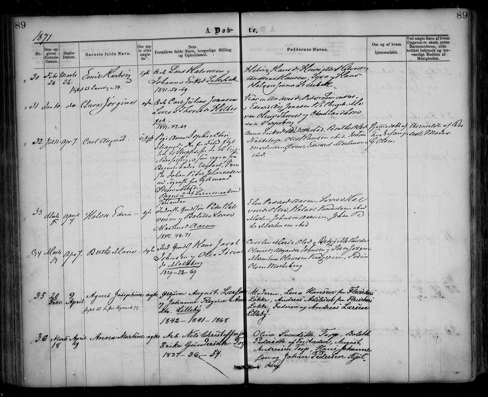 Borge prestekontor Kirkebøker, AV/SAO-A-10903/F/Fa/L0006: Parish register (official) no. I 6, 1861-1874, p. 89