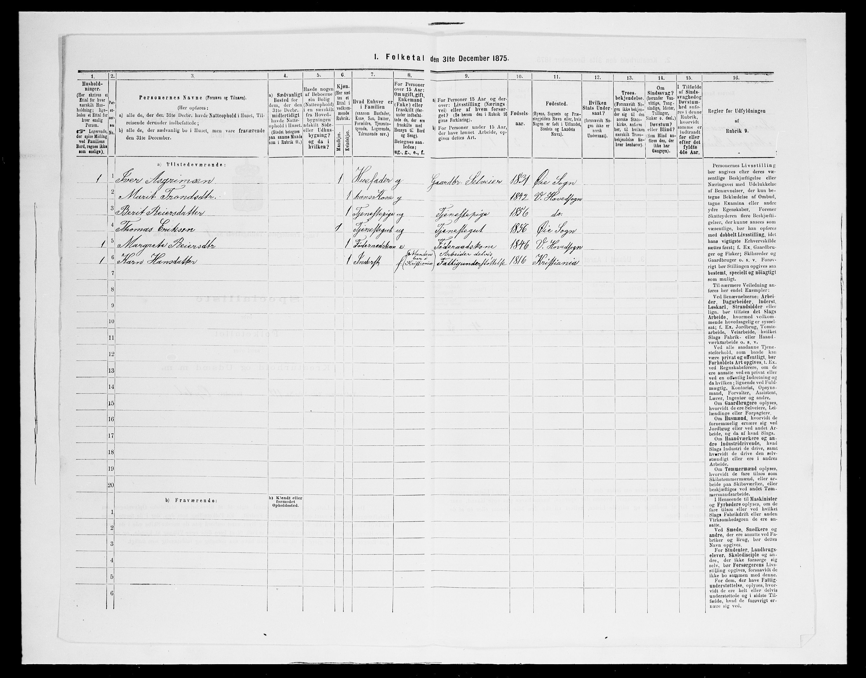 SAH, 1875 census for 0545P Vang, 1875, p. 439