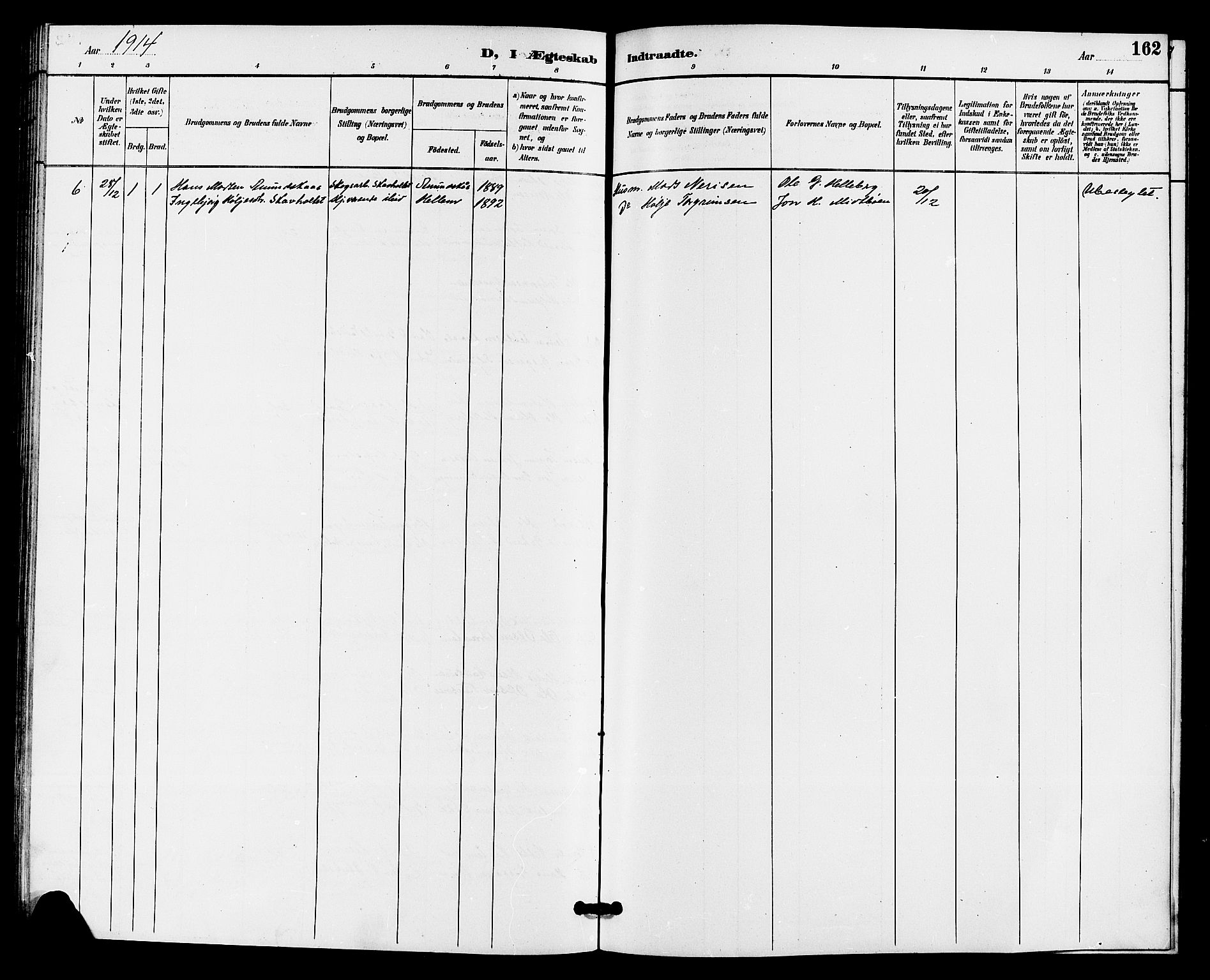 Gransherad kirkebøker, SAKO/A-267/G/Ga/L0003: Parish register (copy) no. I 3, 1887-1915, p. 162