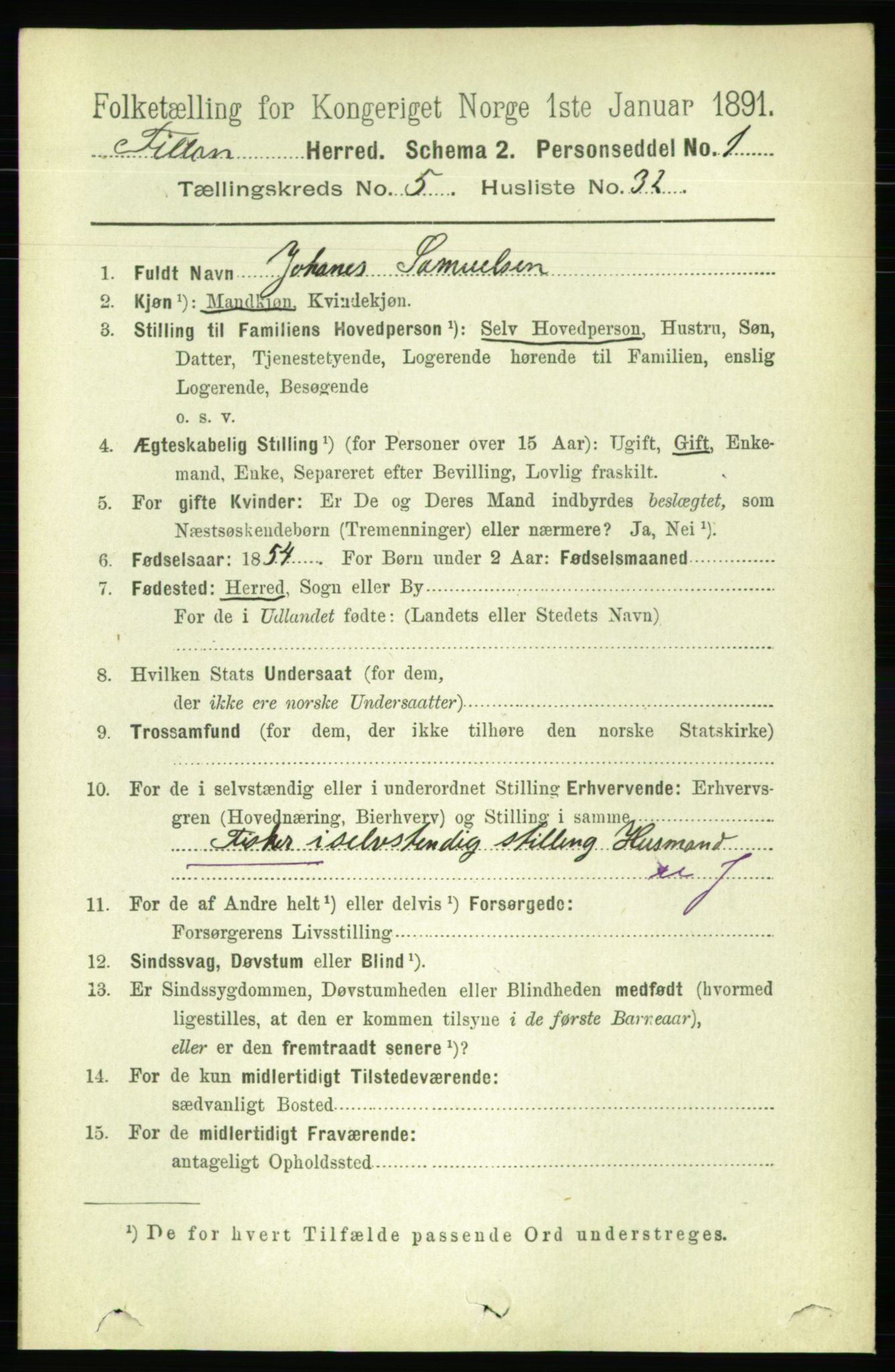 RA, 1891 census for 1616 Fillan, 1891, p. 1210