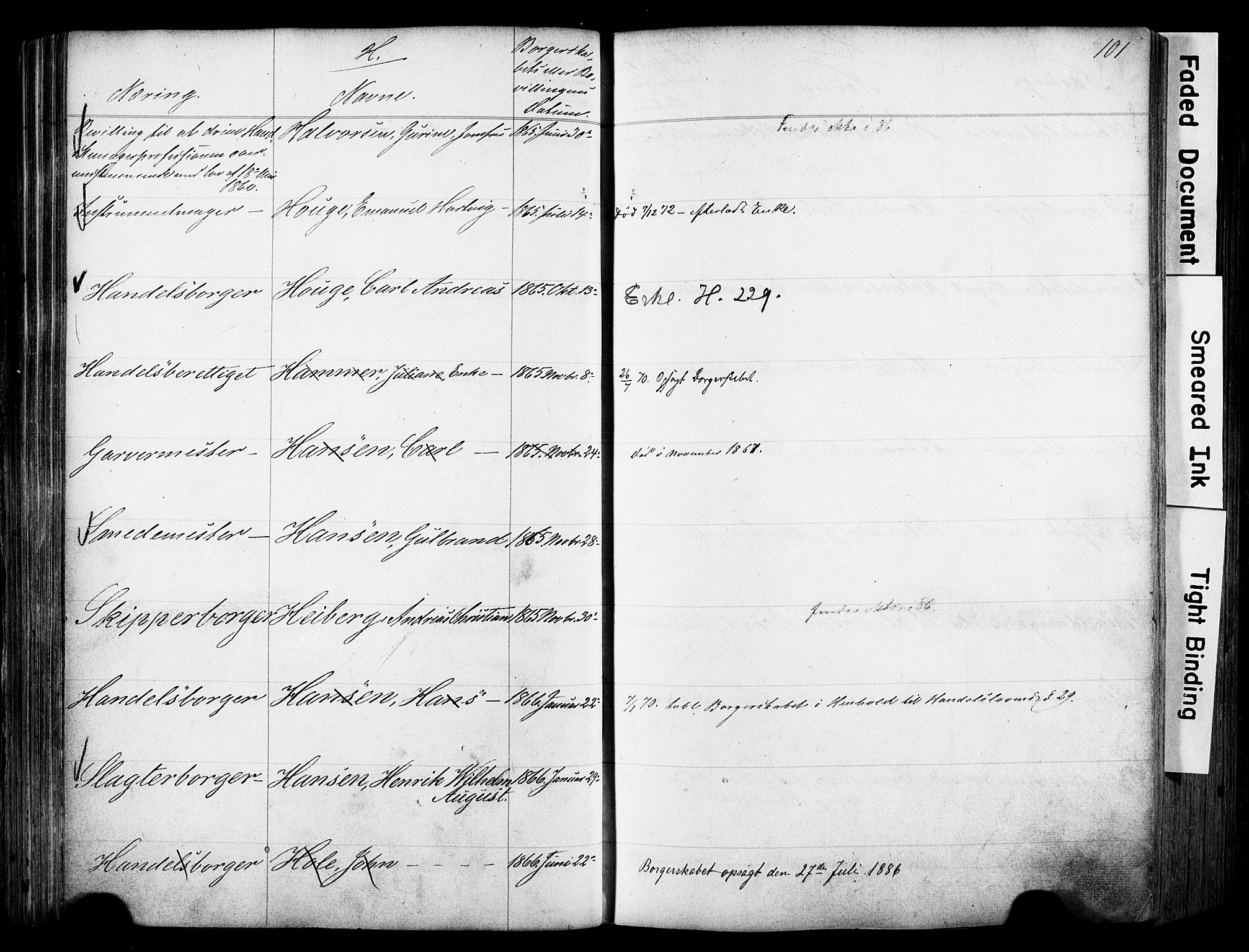 Kristiania magistrat, SAO/A-10711/F/Fb/L0004: Borgerrulle, 1860-1879, p. 103