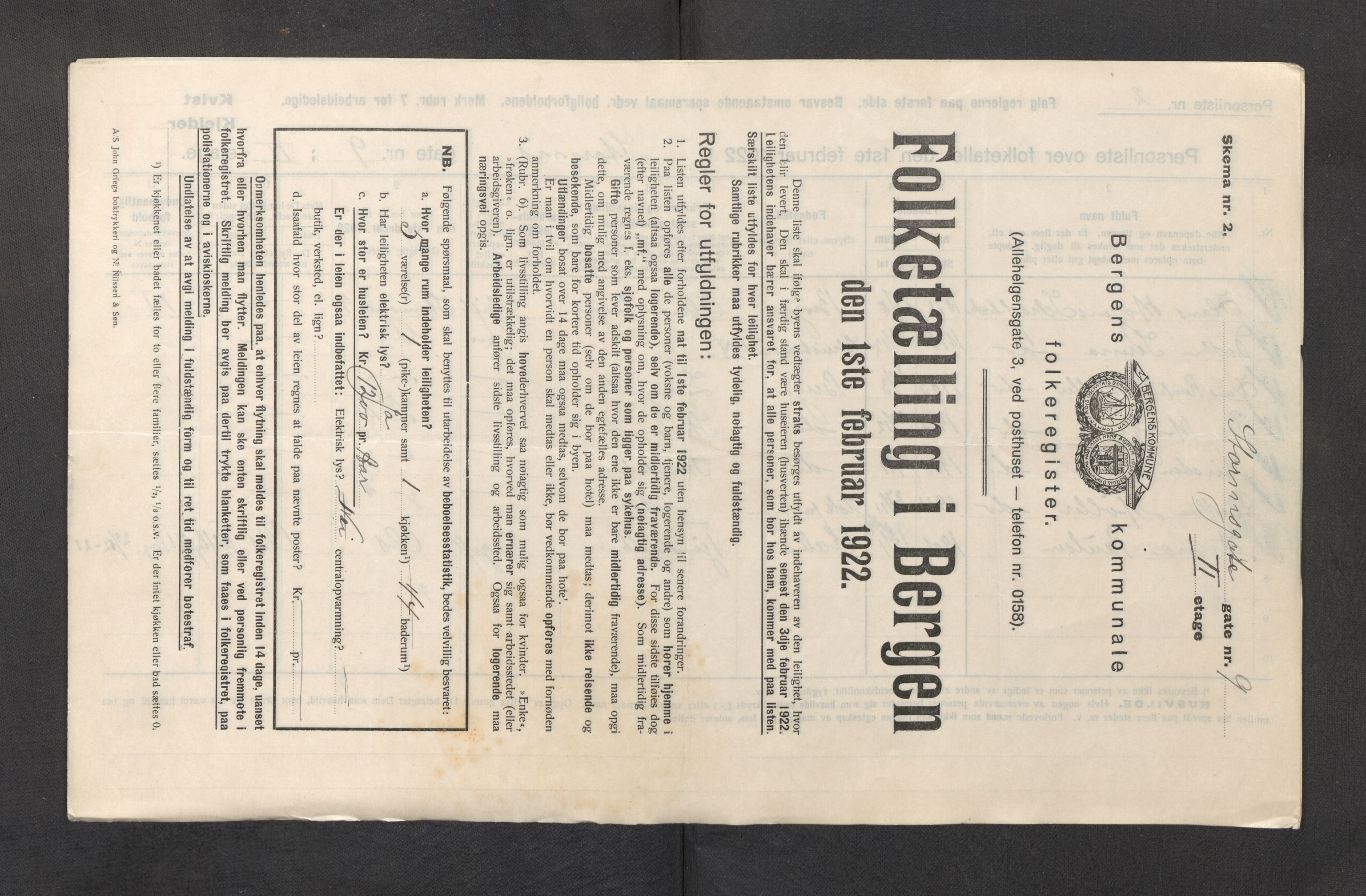 SAB, Municipal Census 1922 for Bergen, 1922, p. 39621