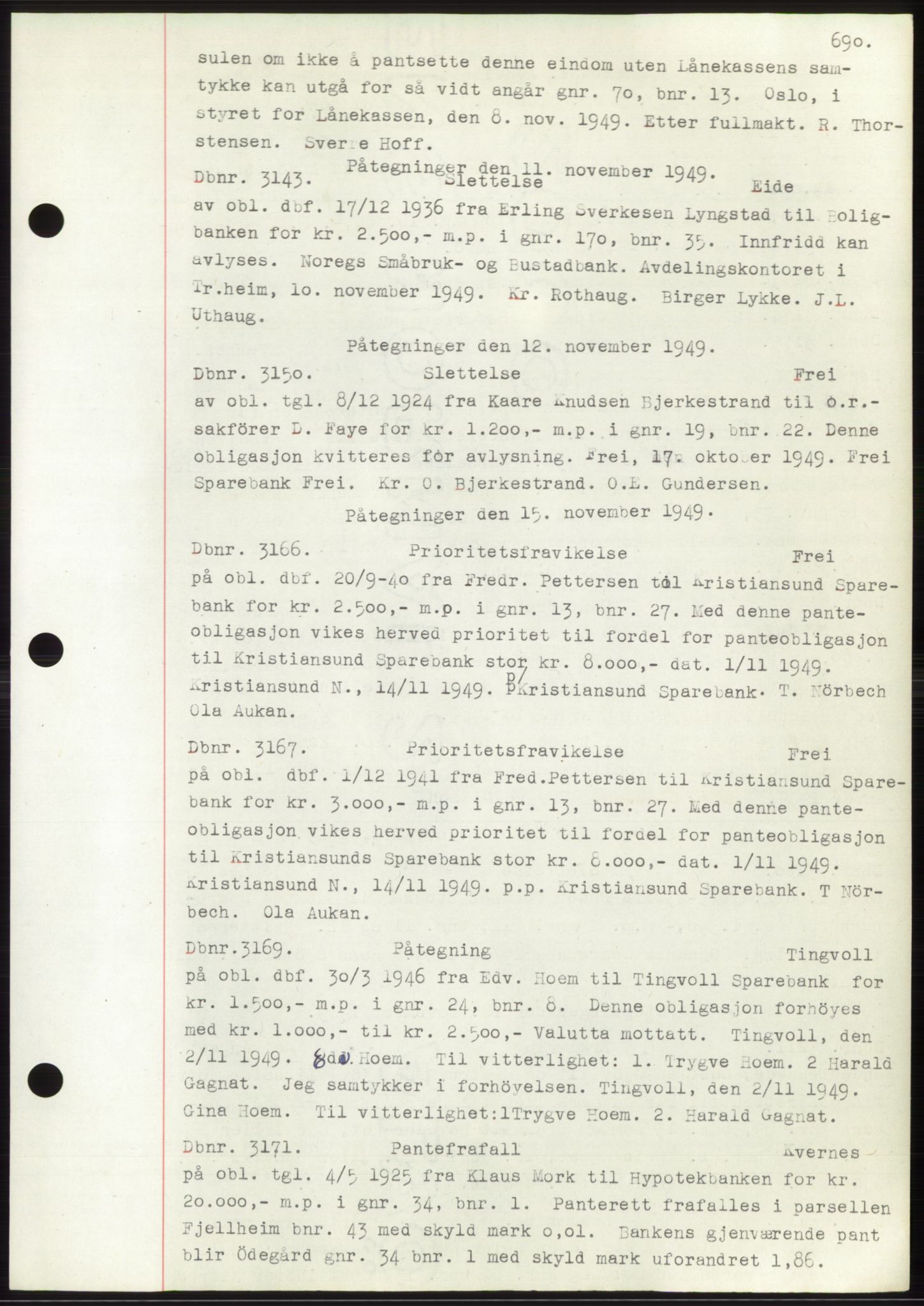 Nordmøre sorenskriveri, SAT/A-4132/1/2/2Ca: Mortgage book no. C82b, 1946-1951, Diary no: : 3143/1949