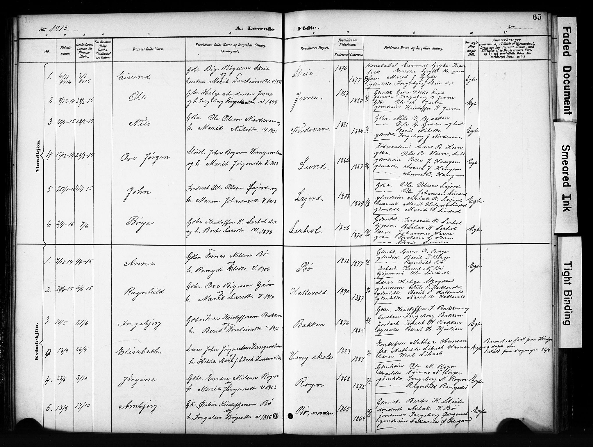 Vang prestekontor, Valdres, SAH/PREST-140/H/Hb/L0006: Parish register (copy) no. 6, 1893-1918, p. 65