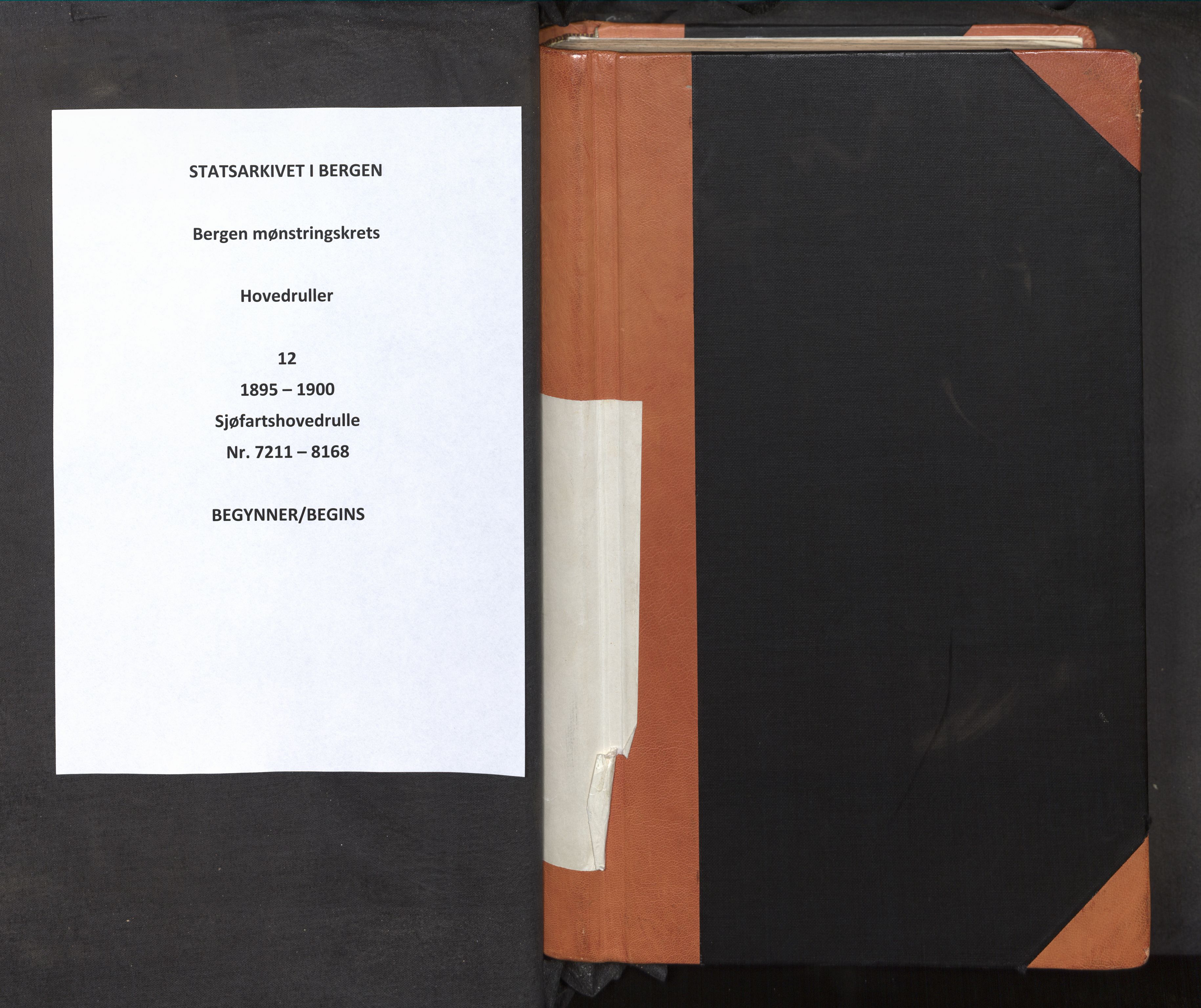 Innrulleringssjefen i Bergen, AV/SAB-A-100050/F/Fc/L0012: Sjøfartshovedrulle, nr. 7211 - 8168, 1895-1900