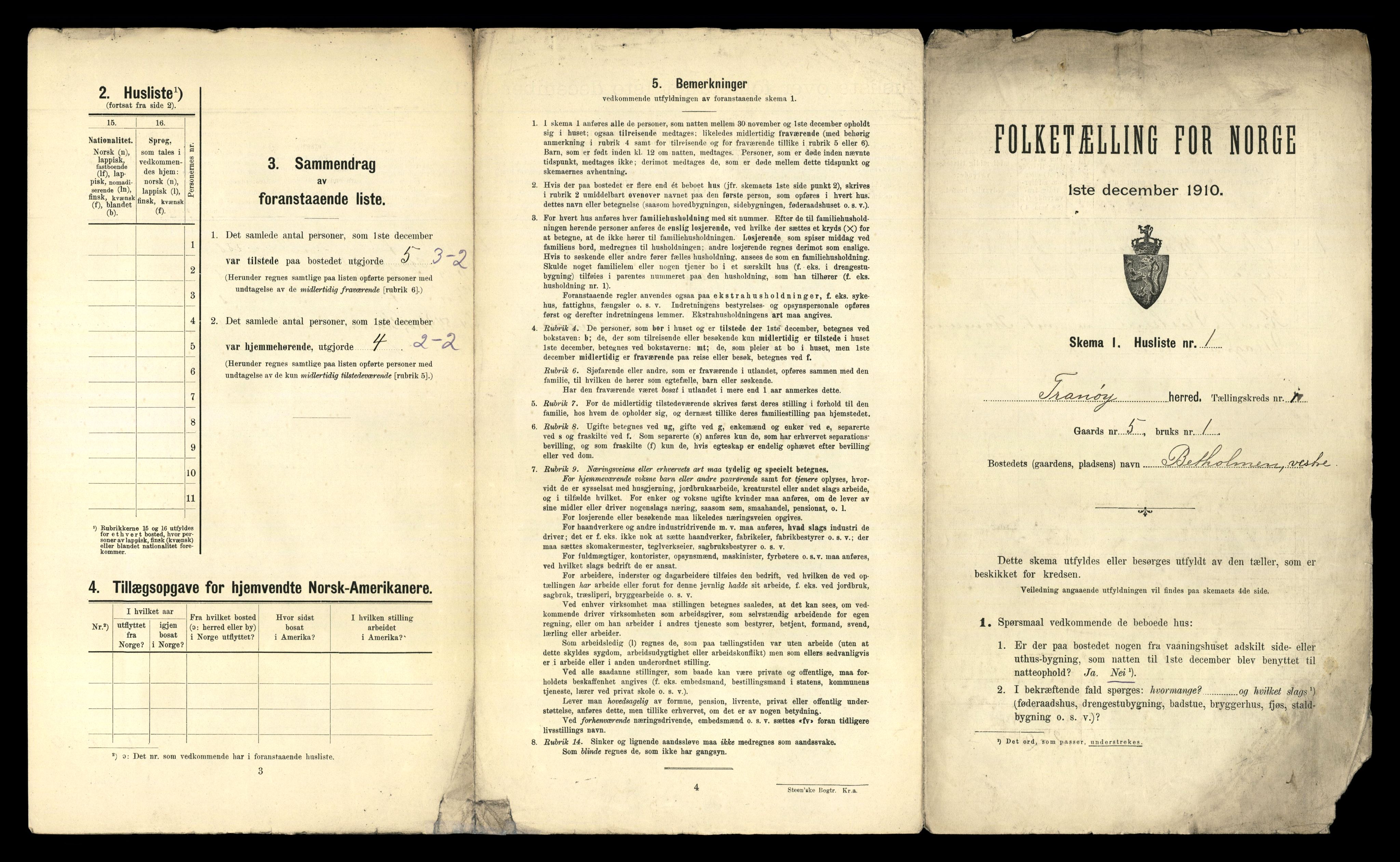 RA, 1910 census for Tranøy, 1910, p. 19