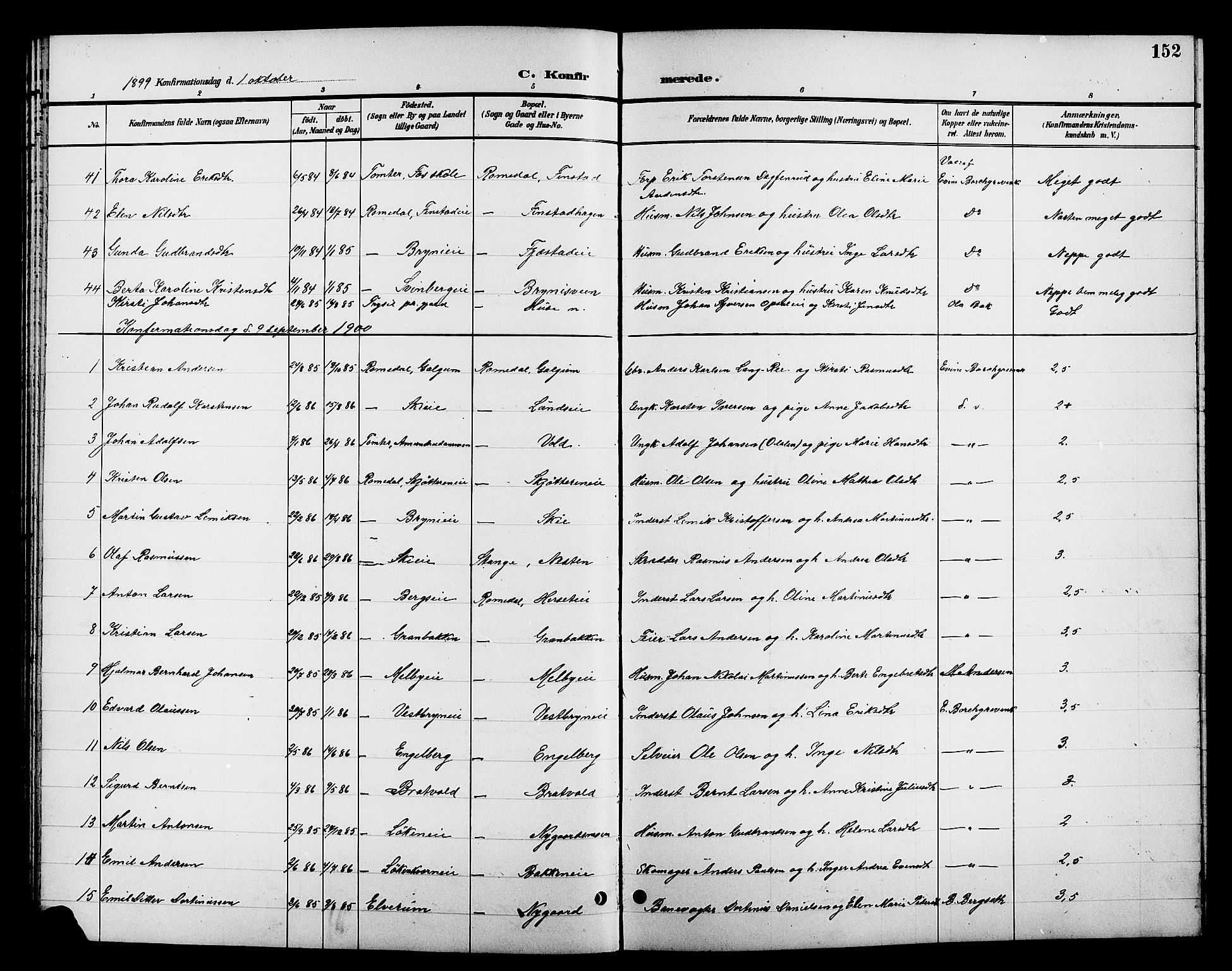Romedal prestekontor, SAH/PREST-004/L/L0012: Parish register (copy) no. 12, 1896-1914, p. 152
