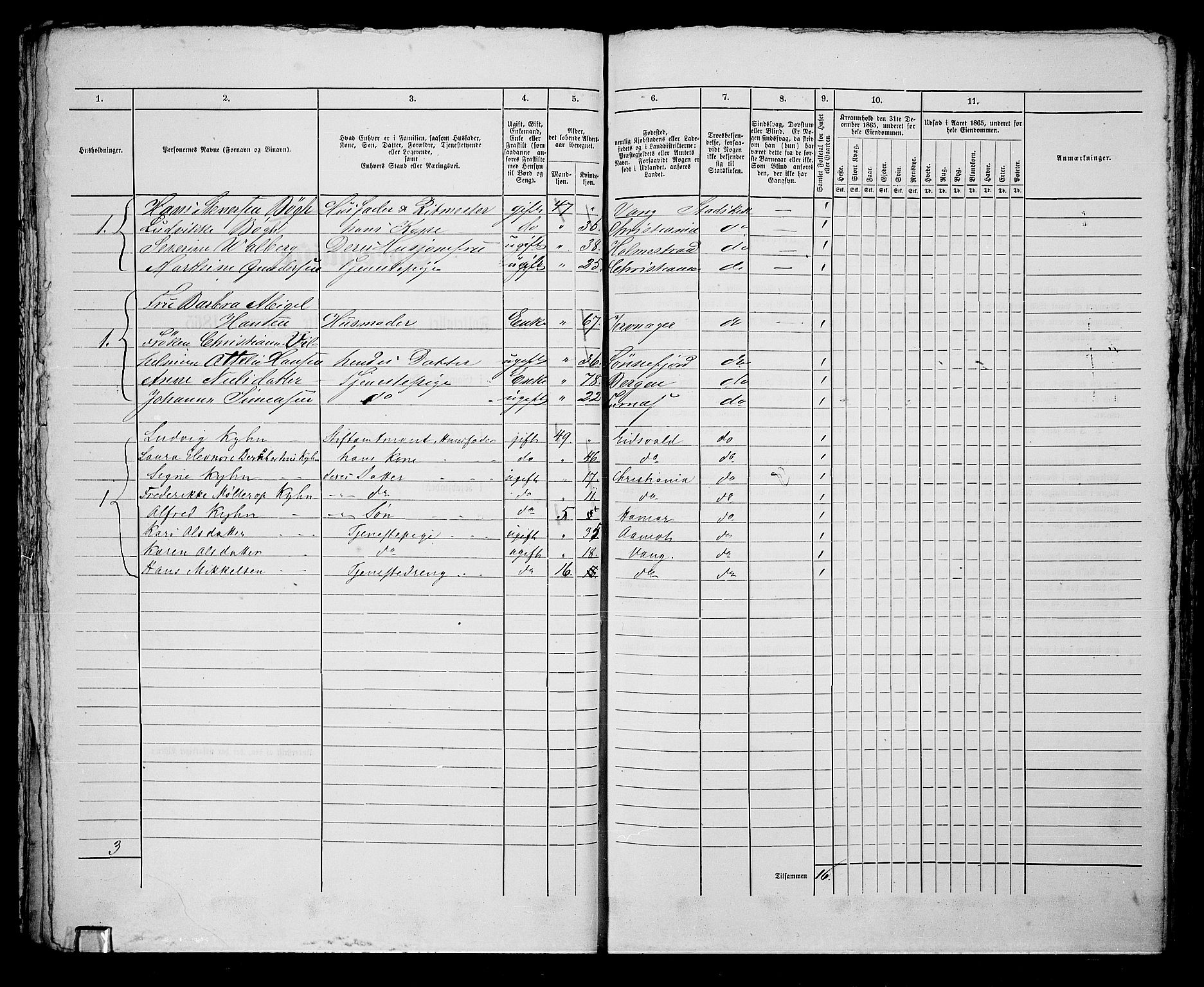 RA, 1865 census for Vang/Hamar, 1865, p. 97