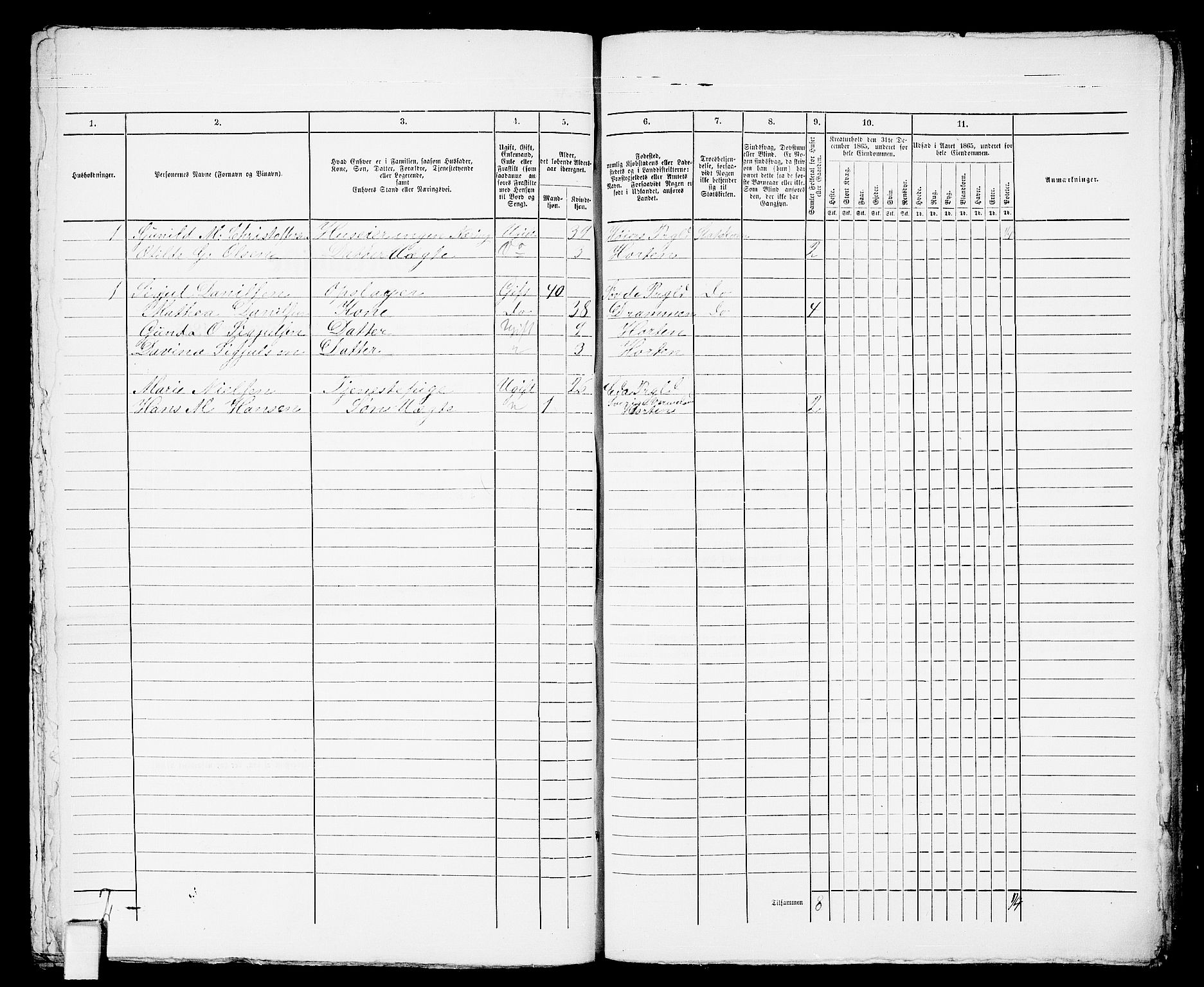 RA, 1865 census for Horten, 1865, p. 804