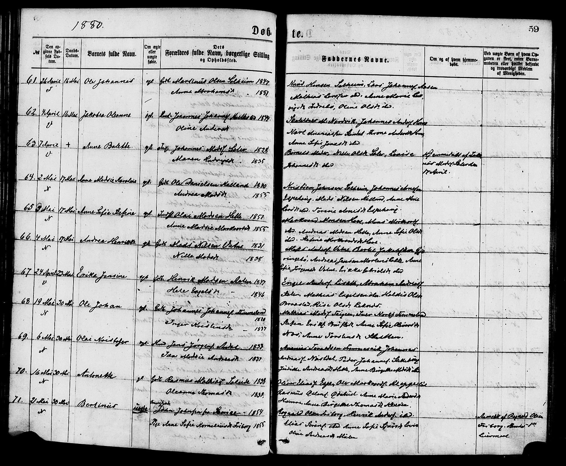 Førde sokneprestembete, AV/SAB-A-79901/H/Haa/Haaa/L0011: Parish register (official) no. A 11, 1877-1880, p. 59