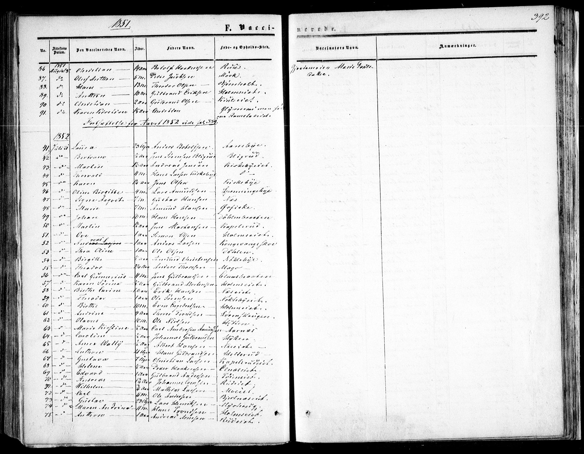 Nittedal prestekontor Kirkebøker, AV/SAO-A-10365a/F/Fa/L0005: Parish register (official) no. I 5, 1850-1862, p. 392