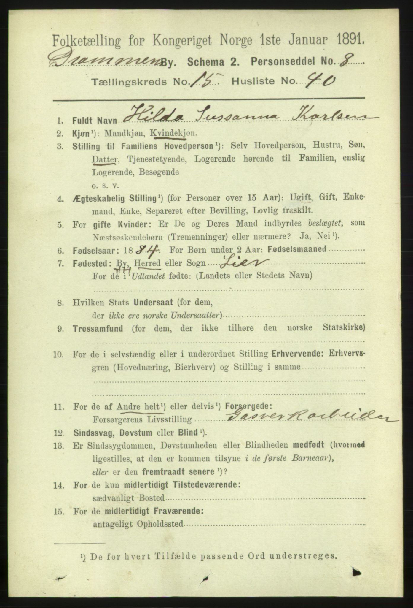 RA, 1891 census for 0602 Drammen, 1891, p. 10953