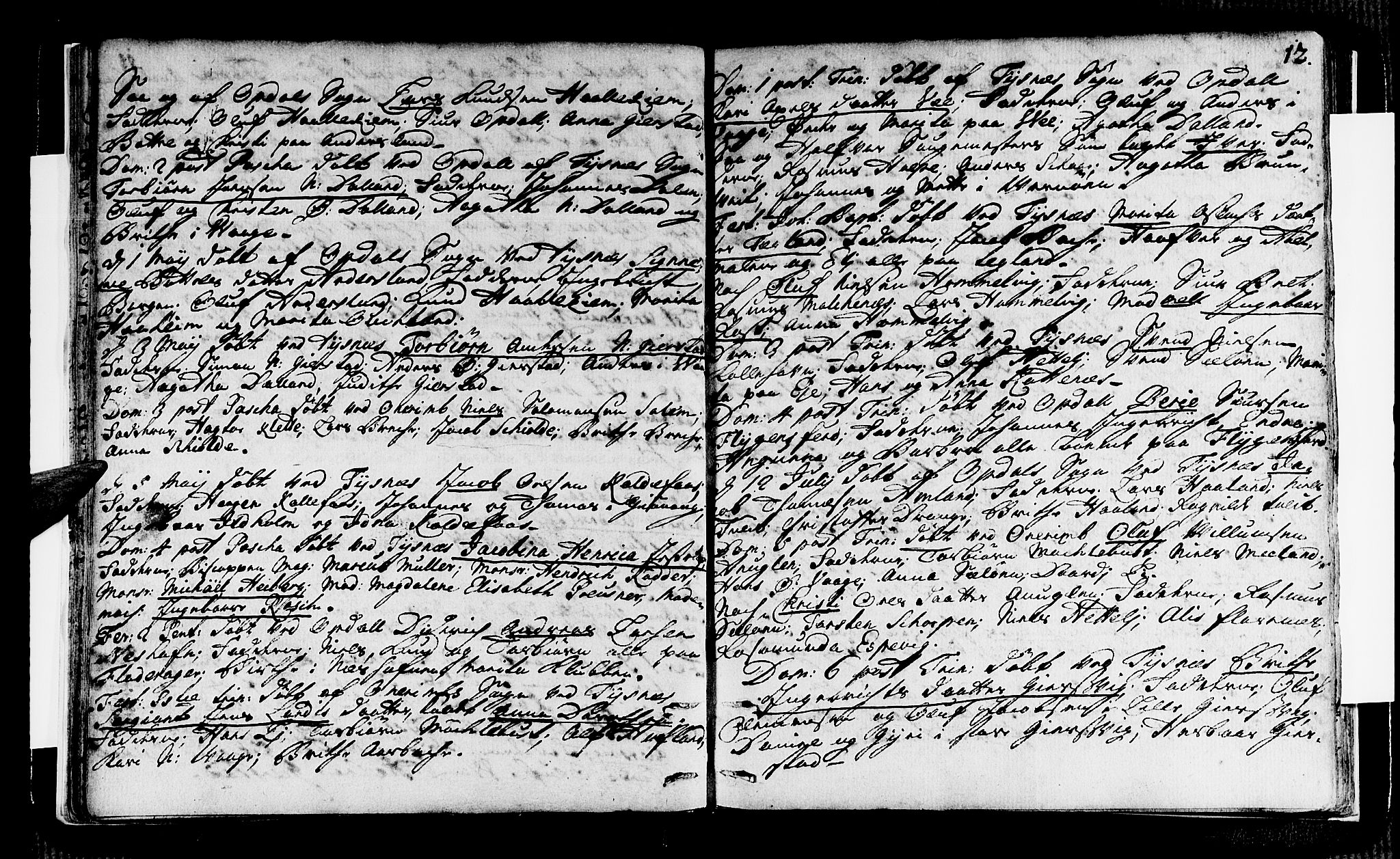 Tysnes sokneprestembete, SAB/A-78601/H/Haa: Parish register (official) no. A 1, 1723-1731, p. 12