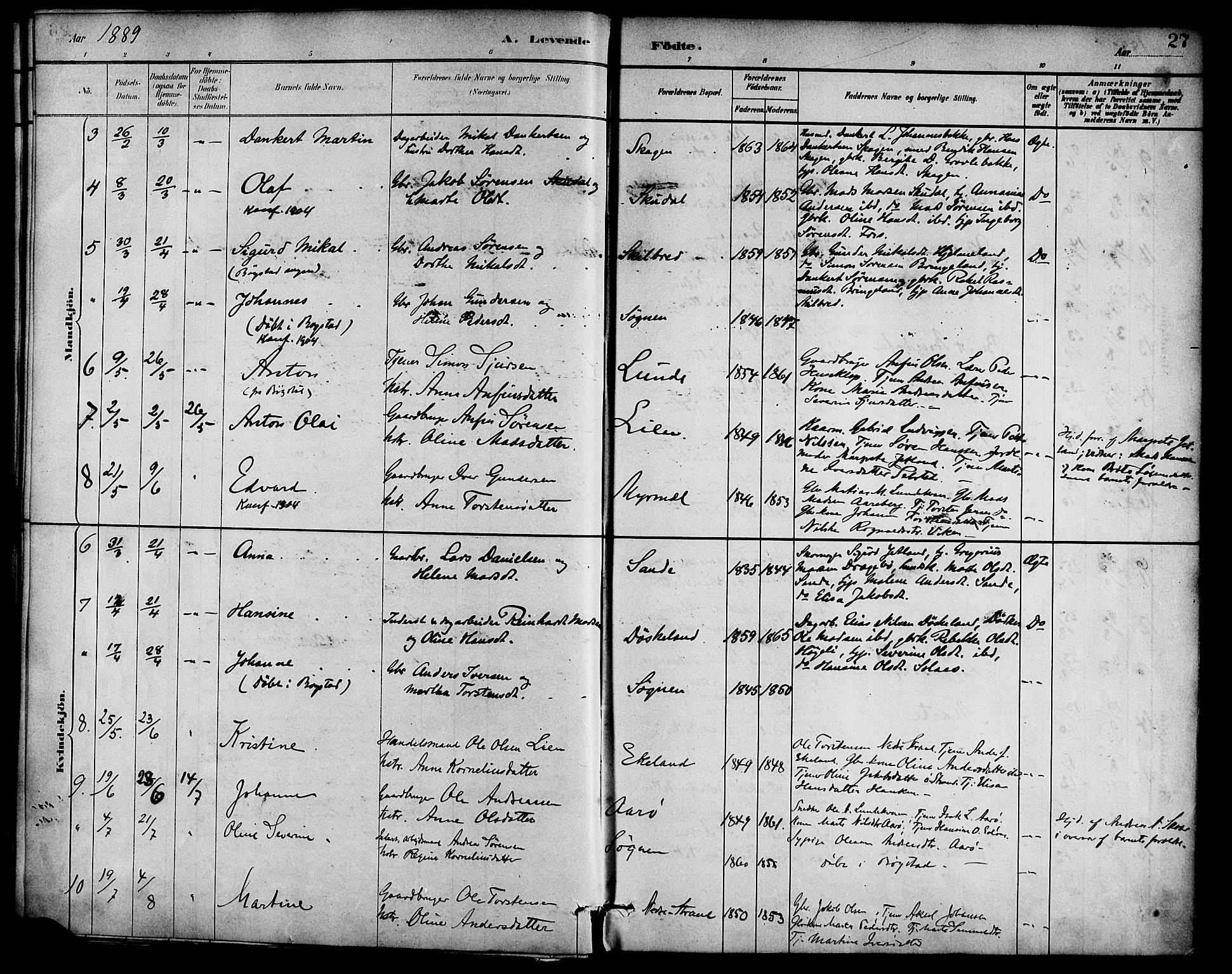 Gaular sokneprestembete, SAB/A-80001/H/Haa: Parish register (official) no. B 1, 1882-1897, p. 27