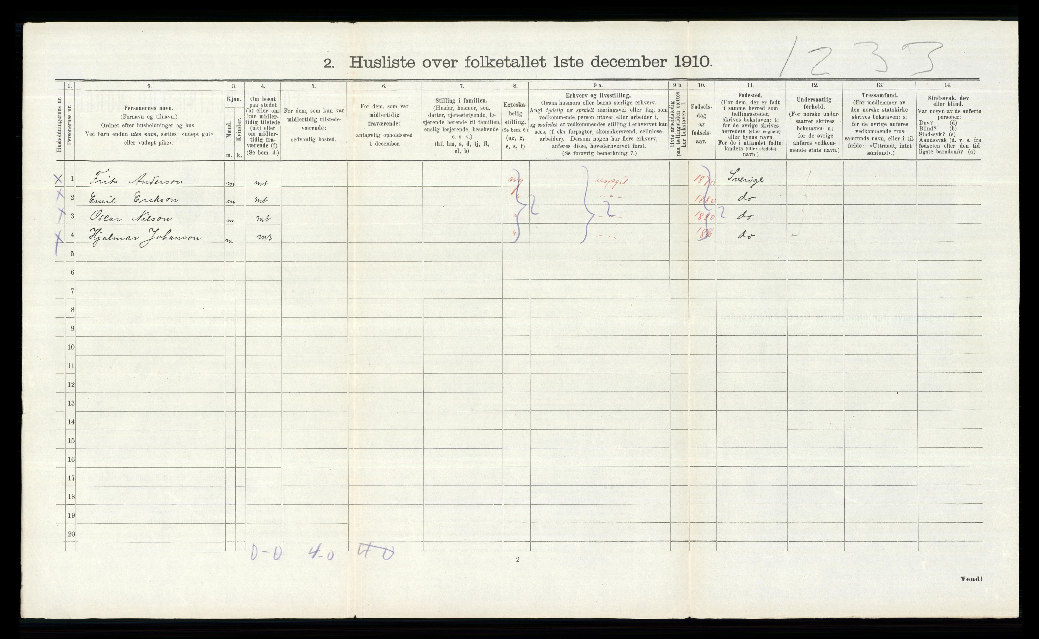 RA, 1910 census for Ytre Rendal, 1910, p. 436