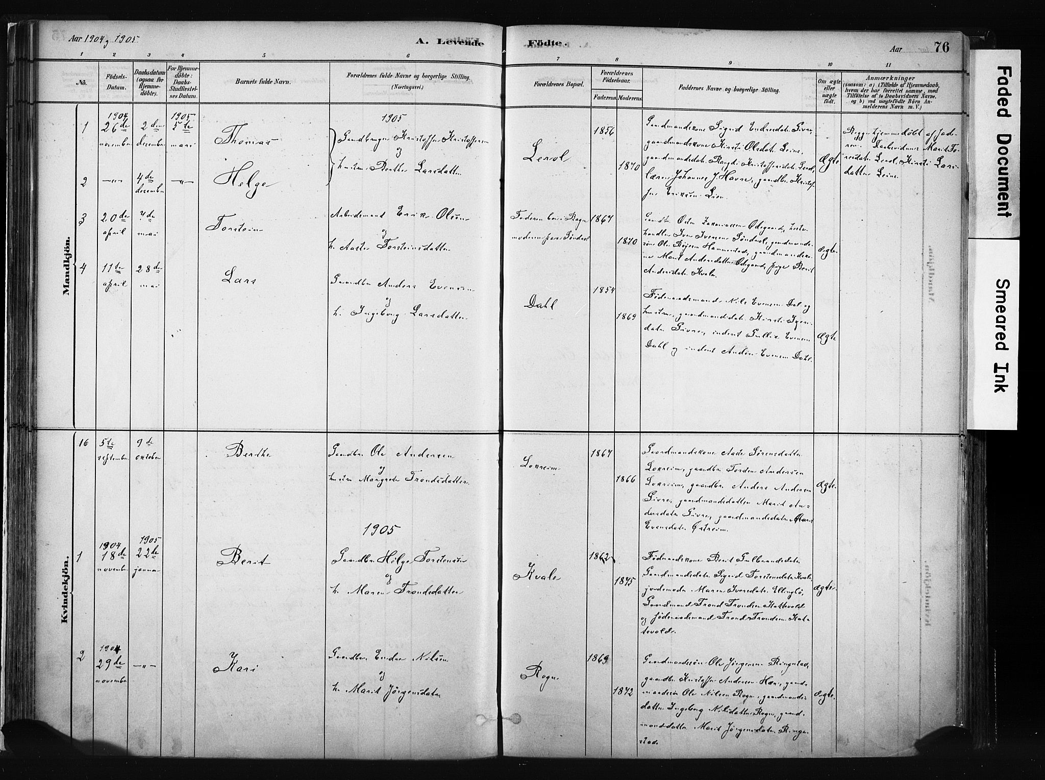 Vang prestekontor, Valdres, AV/SAH-PREST-140/H/Ha/L0008: Parish register (official) no. 8, 1882-1910, p. 76