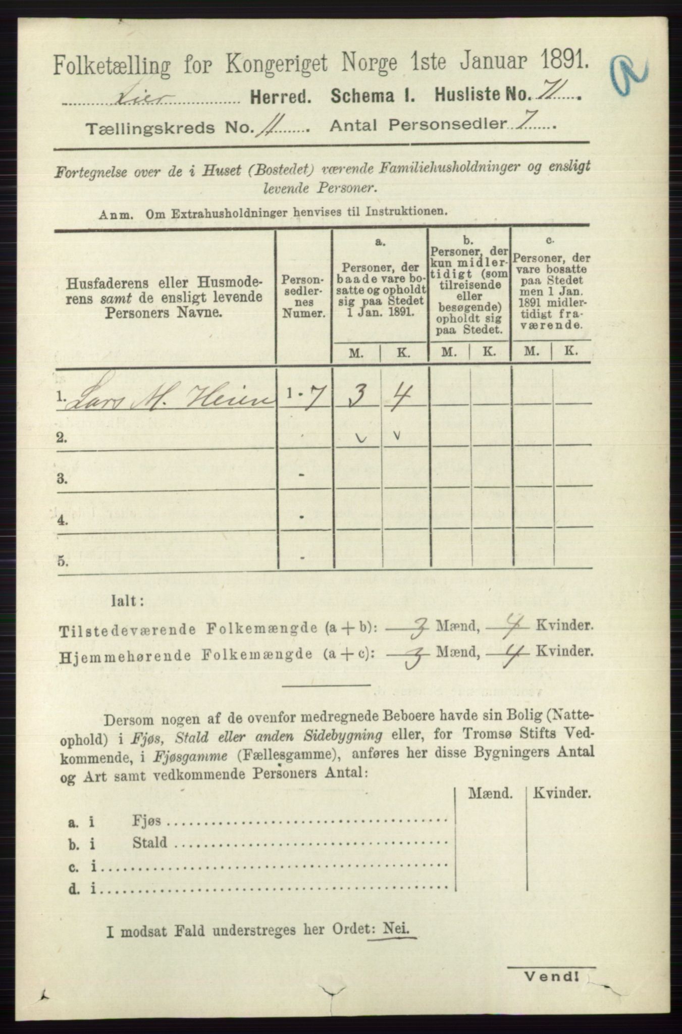 RA, 1891 census for 0626 Lier, 1891, p. 6853