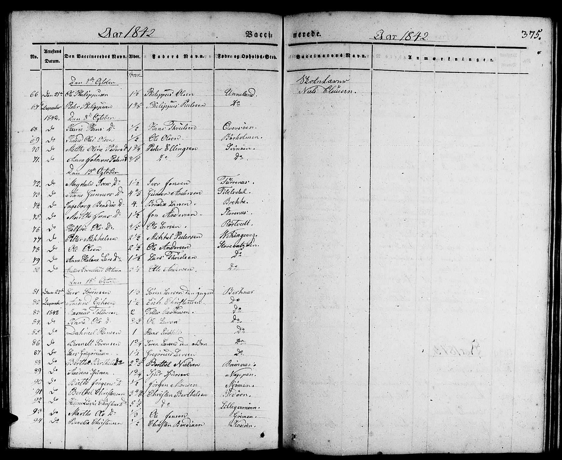 Gulen sokneprestembete, AV/SAB-A-80201/H/Haa/Haaa/L0020: Parish register (official) no. A 20, 1837-1847, p. 375