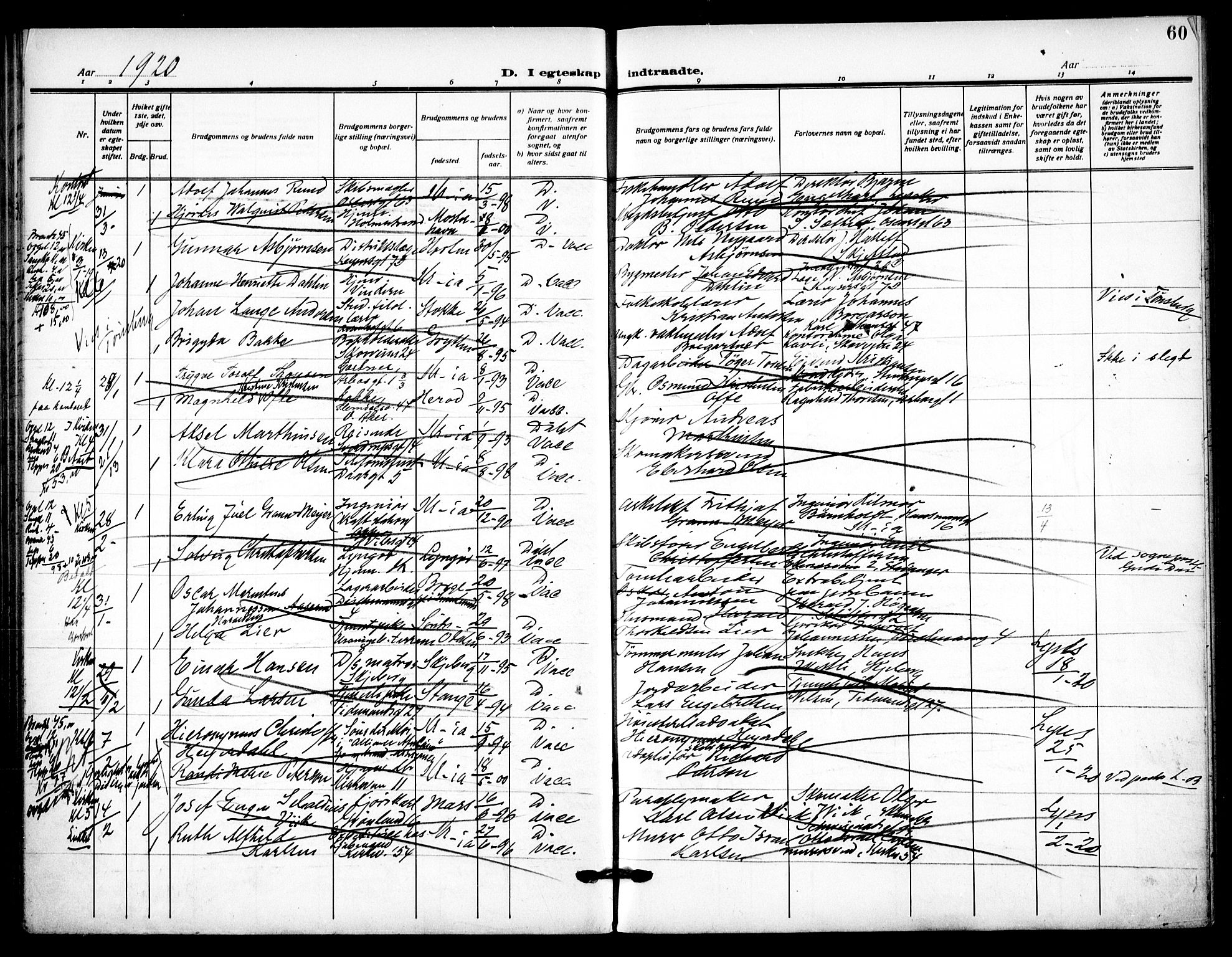 Uranienborg prestekontor Kirkebøker, SAO/A-10877/H/Ha/L0005: Banns register no. I 5, 1915-1928, p. 60