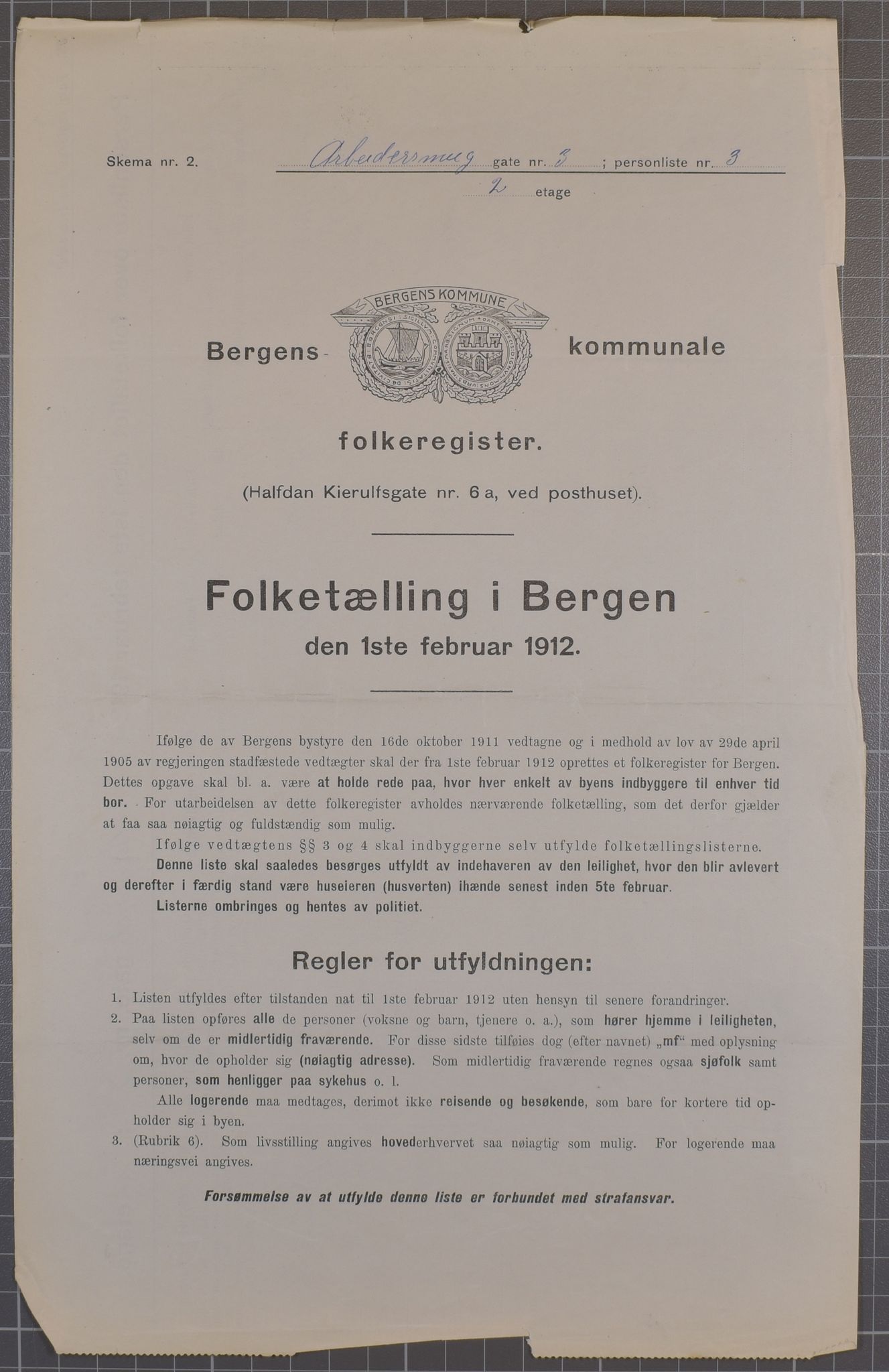 SAB, Municipal Census 1912 for Bergen, 1912, p. 1528