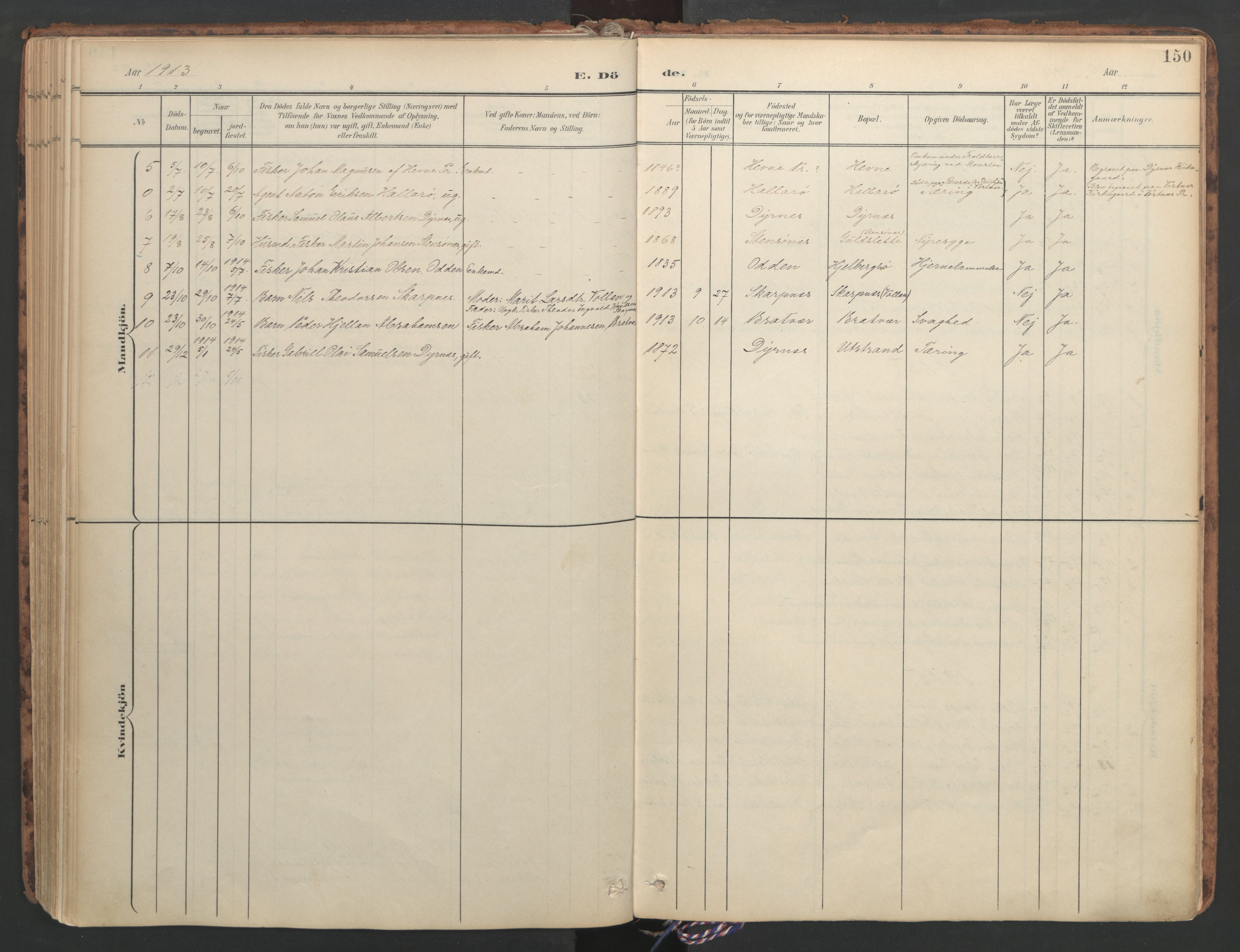 Ministerialprotokoller, klokkerbøker og fødselsregistre - Møre og Romsdal, SAT/A-1454/582/L0948: Parish register (official) no. 582A02, 1901-1922, p. 150