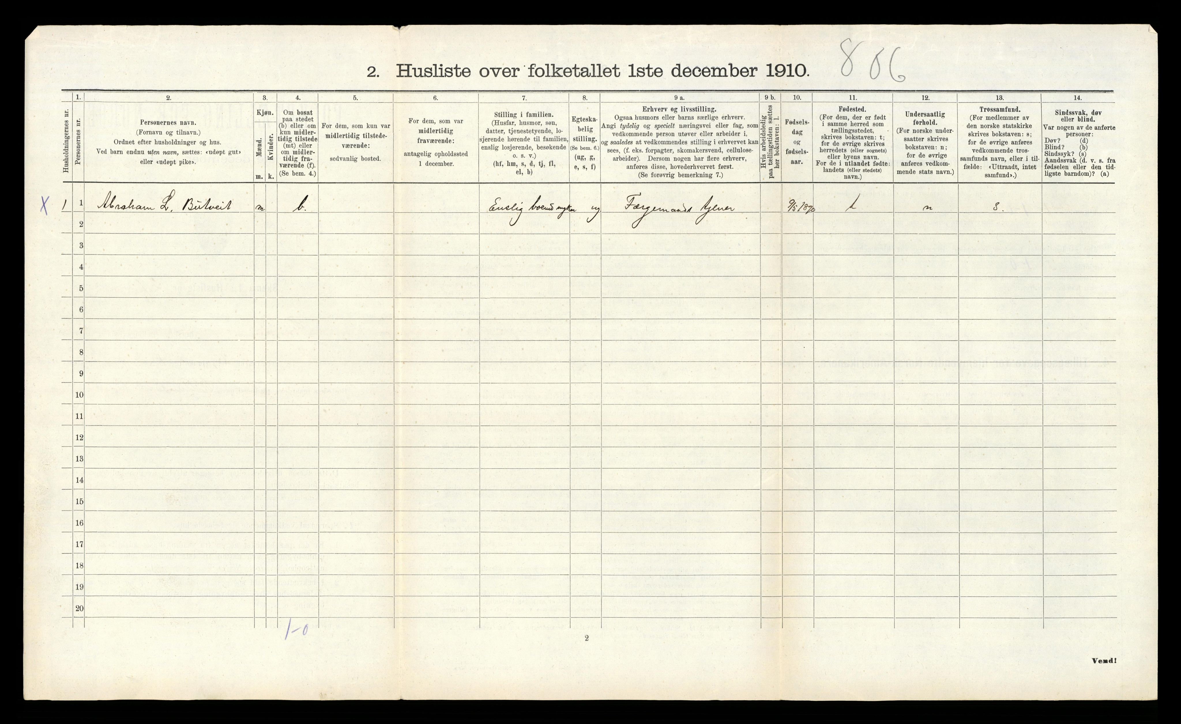 RA, 1910 census for Grindheim, 1910, p. 334