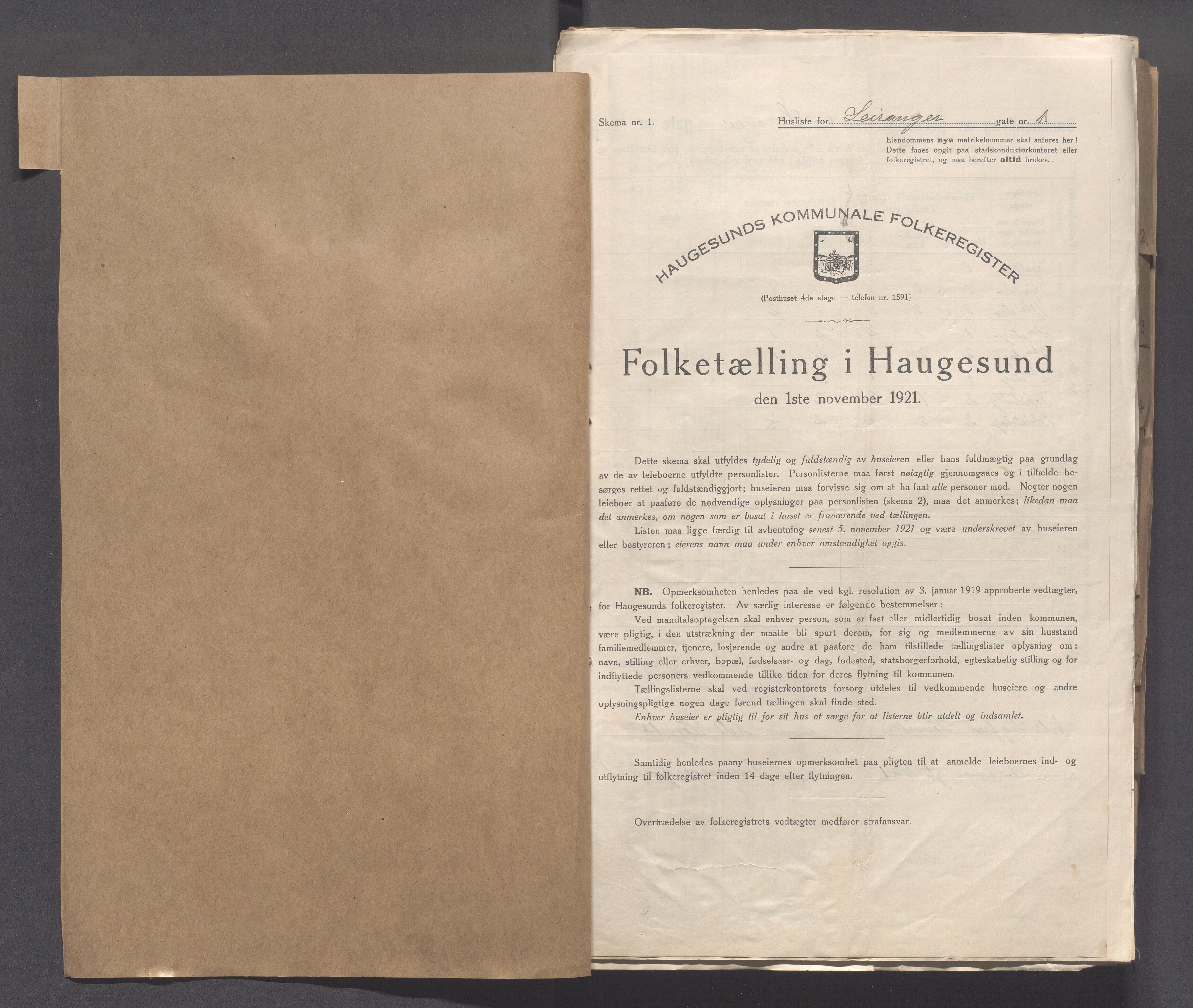 IKAR, Local census 1.11.1921 for Haugesund, 1921, p. 3015