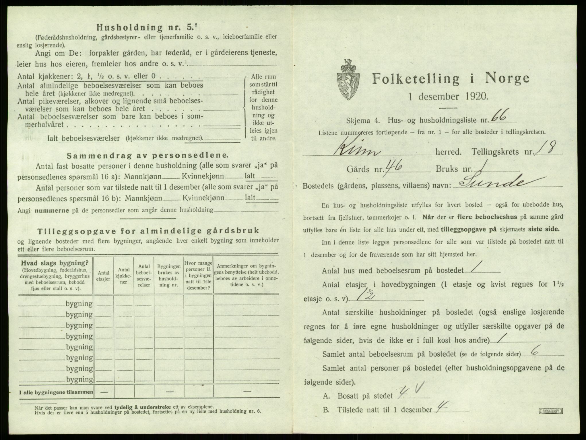 SAB, 1920 census for Kinn, 1920, p. 949