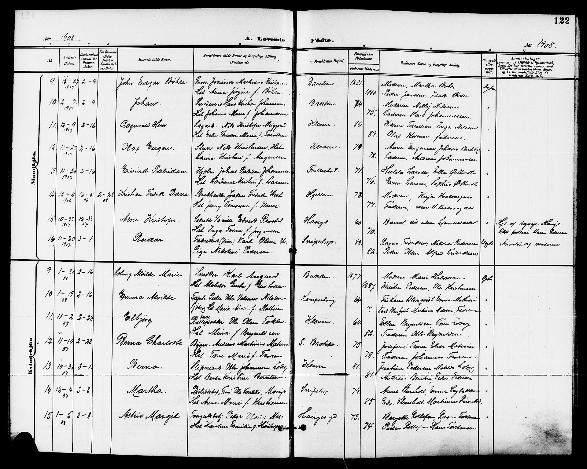 Skien kirkebøker, SAKO/A-302/G/Ga/L0008: Parish register (copy) no. 8, 1900-1910, p. 122