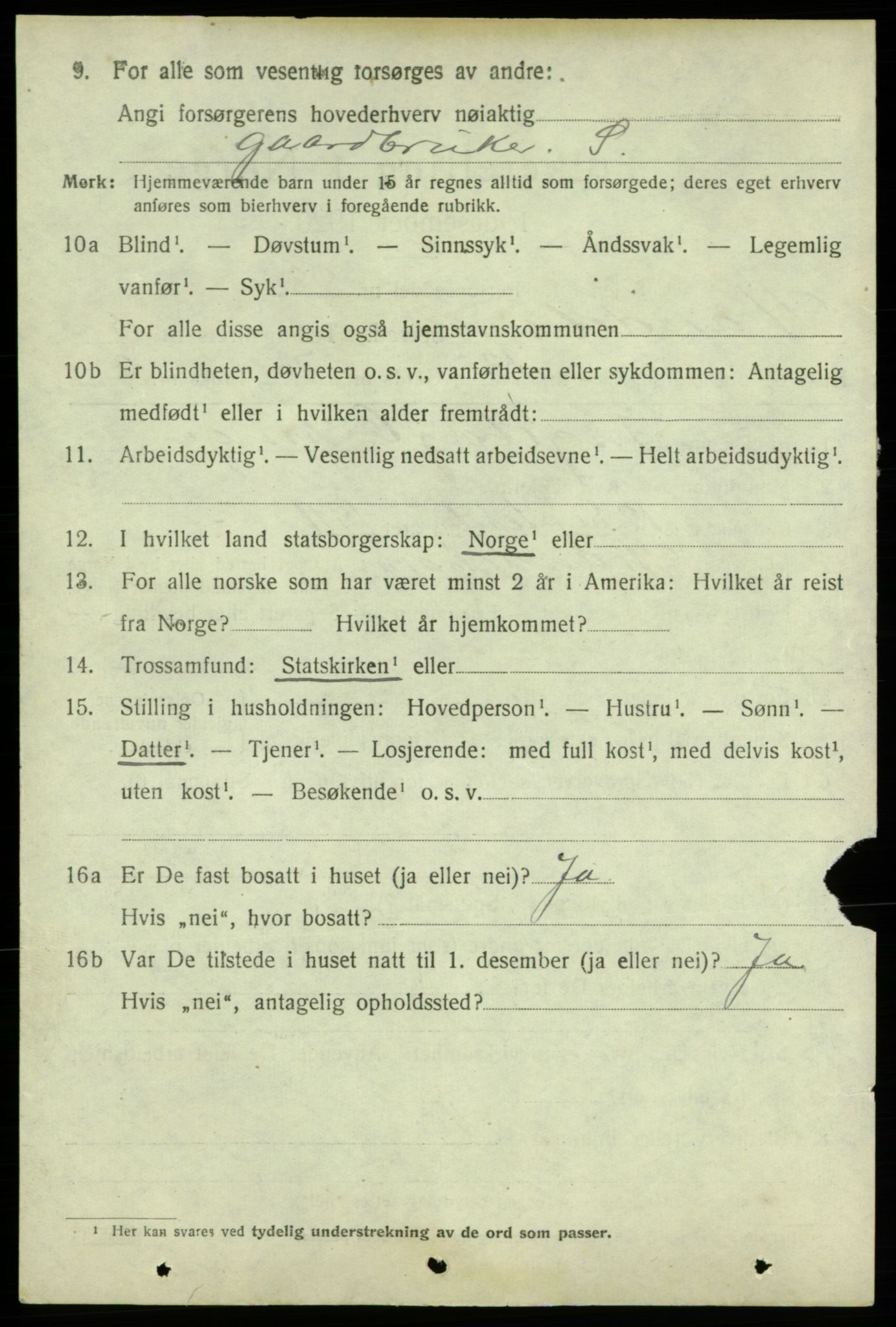 SAB, 1920 census for Strandebarm, 1920, p. 3945