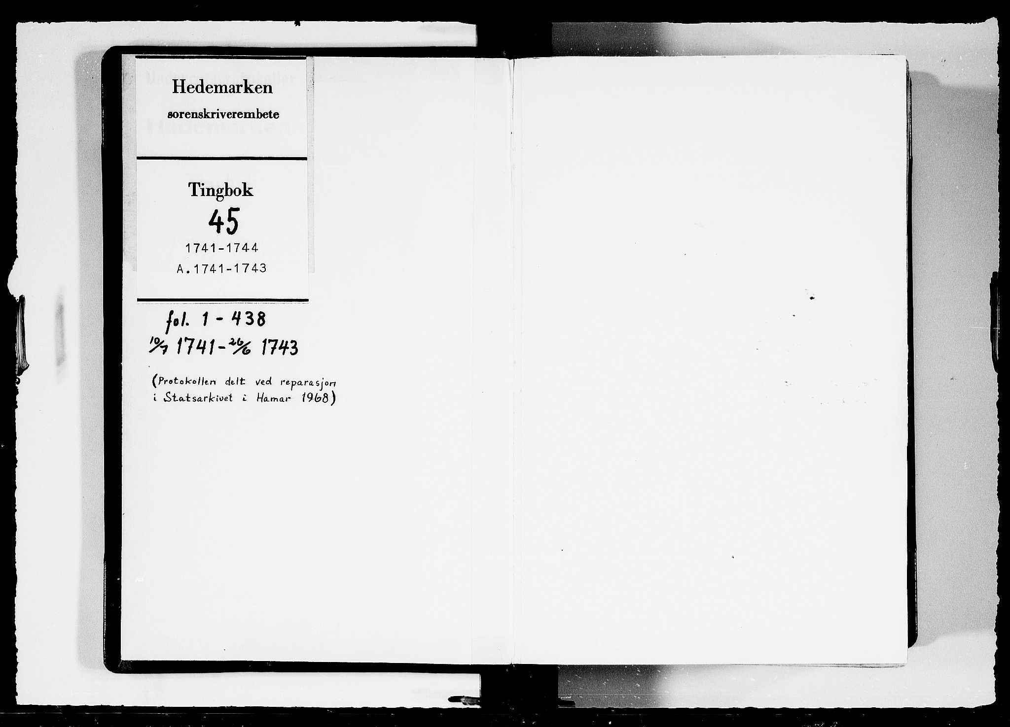 Hedemarken sorenskriveri, SAH/TING-034/G/Gb/L0045A: Tingbok, 1741-1743