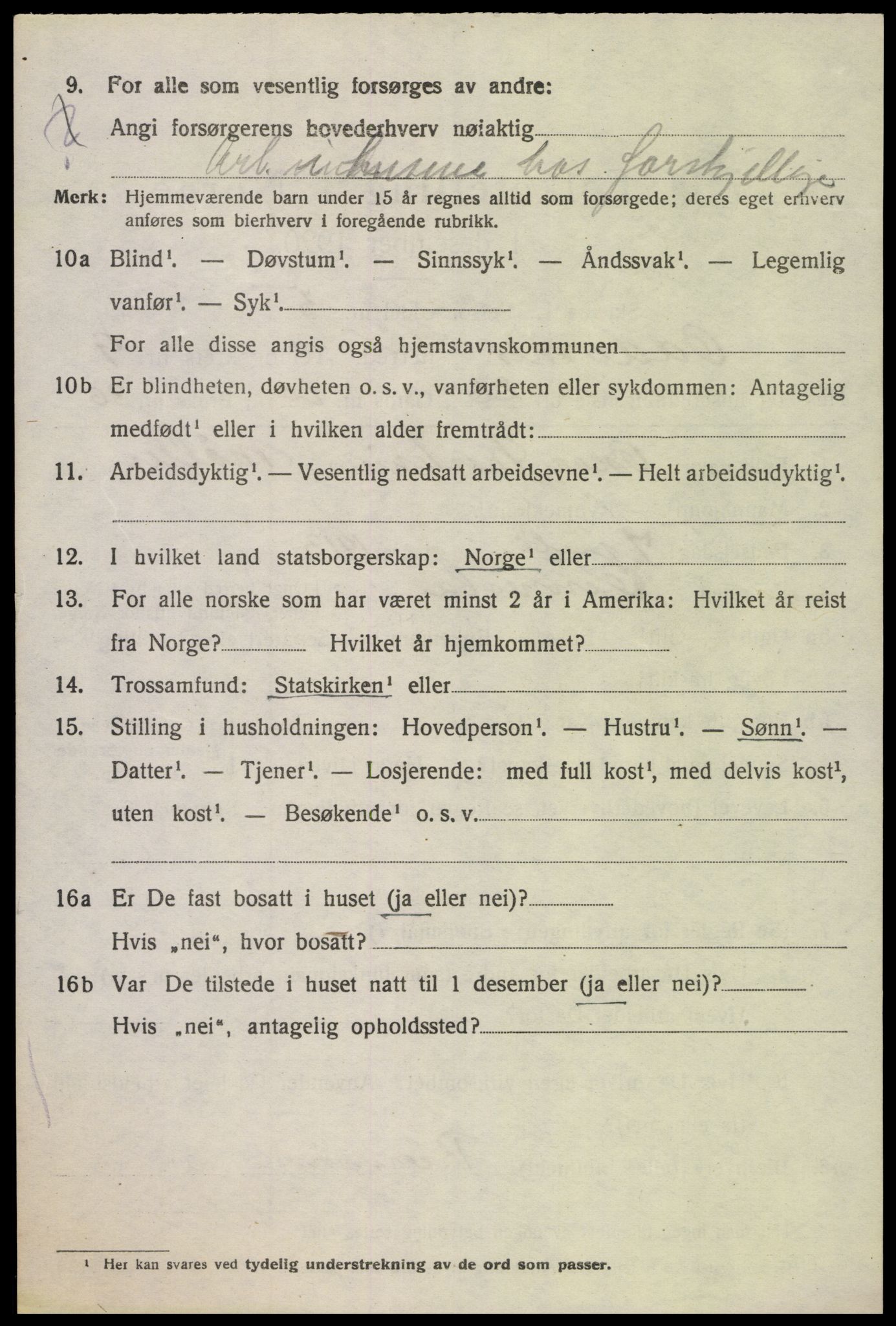SAK, 1920 census for Oddernes, 1920, p. 6338
