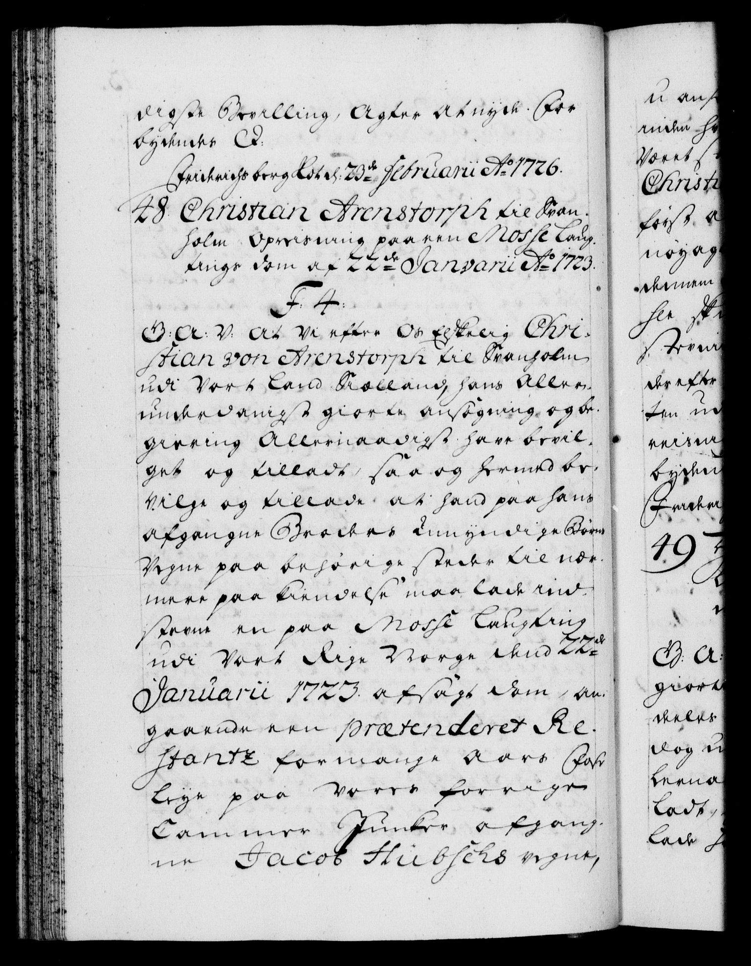 Danske Kanselli 1572-1799, AV/RA-EA-3023/F/Fc/Fca/Fcaa/L0025: Norske registre, 1726-1728, p. 43b