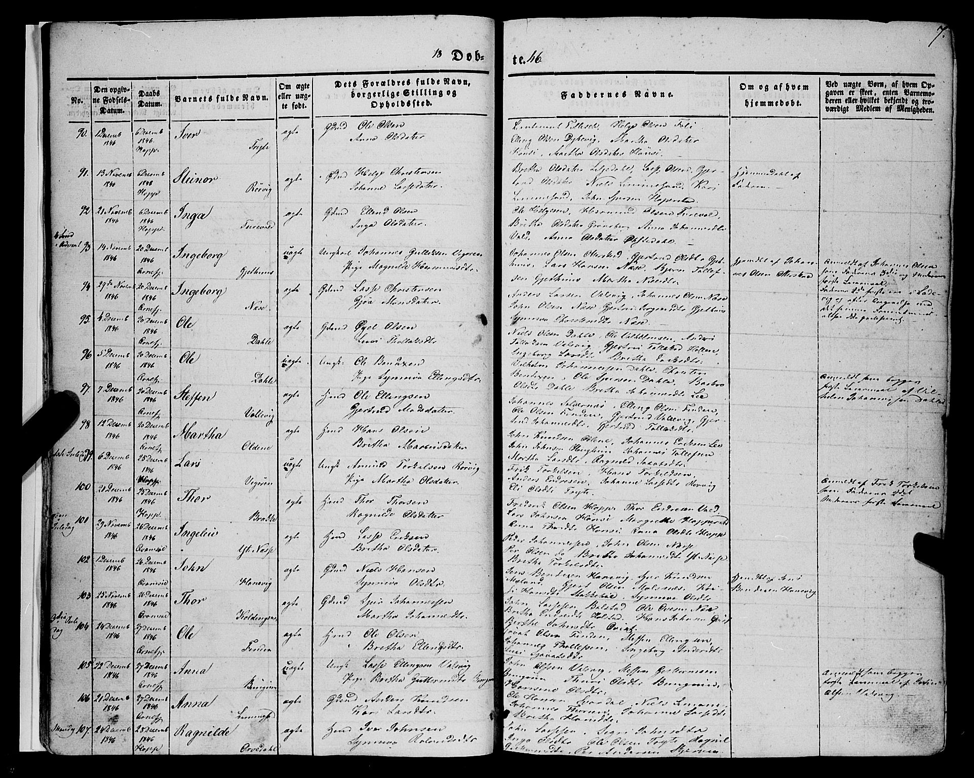 Vik sokneprestembete, SAB/A-81501: Parish register (official) no. A 8, 1846-1865, p. 7