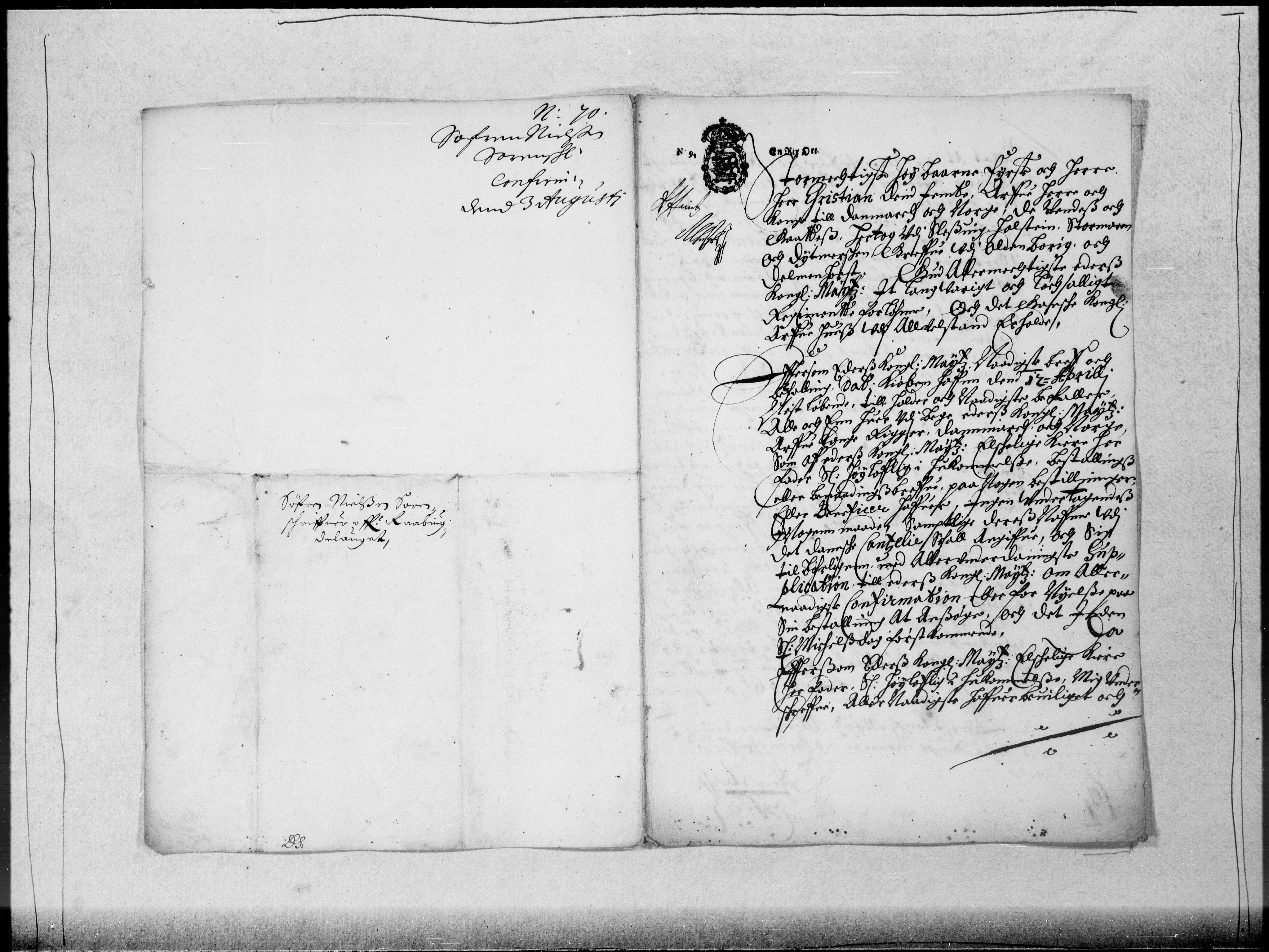 Danske Kanselli 1572-1799, RA/EA-3023/F/Fc/Fcc/Fcca/L0029: Norske innlegg 1572-1799, 1670, p. 1