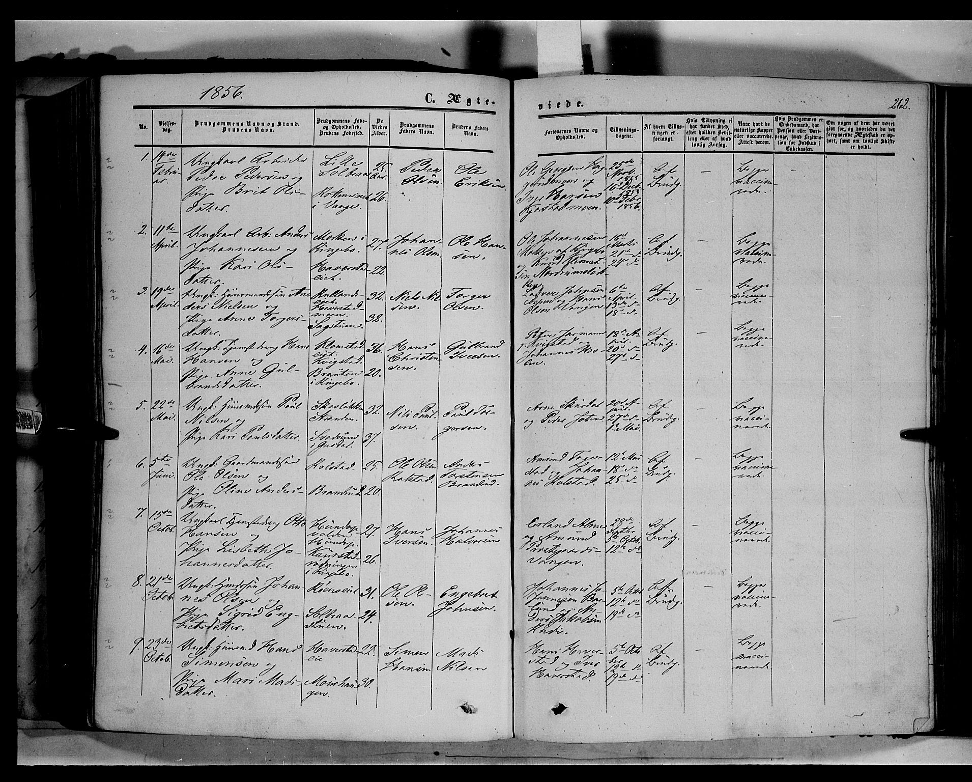 Sør-Fron prestekontor, SAH/PREST-010/H/Ha/Haa/L0001: Parish register (official) no. 1, 1849-1863, p. 262