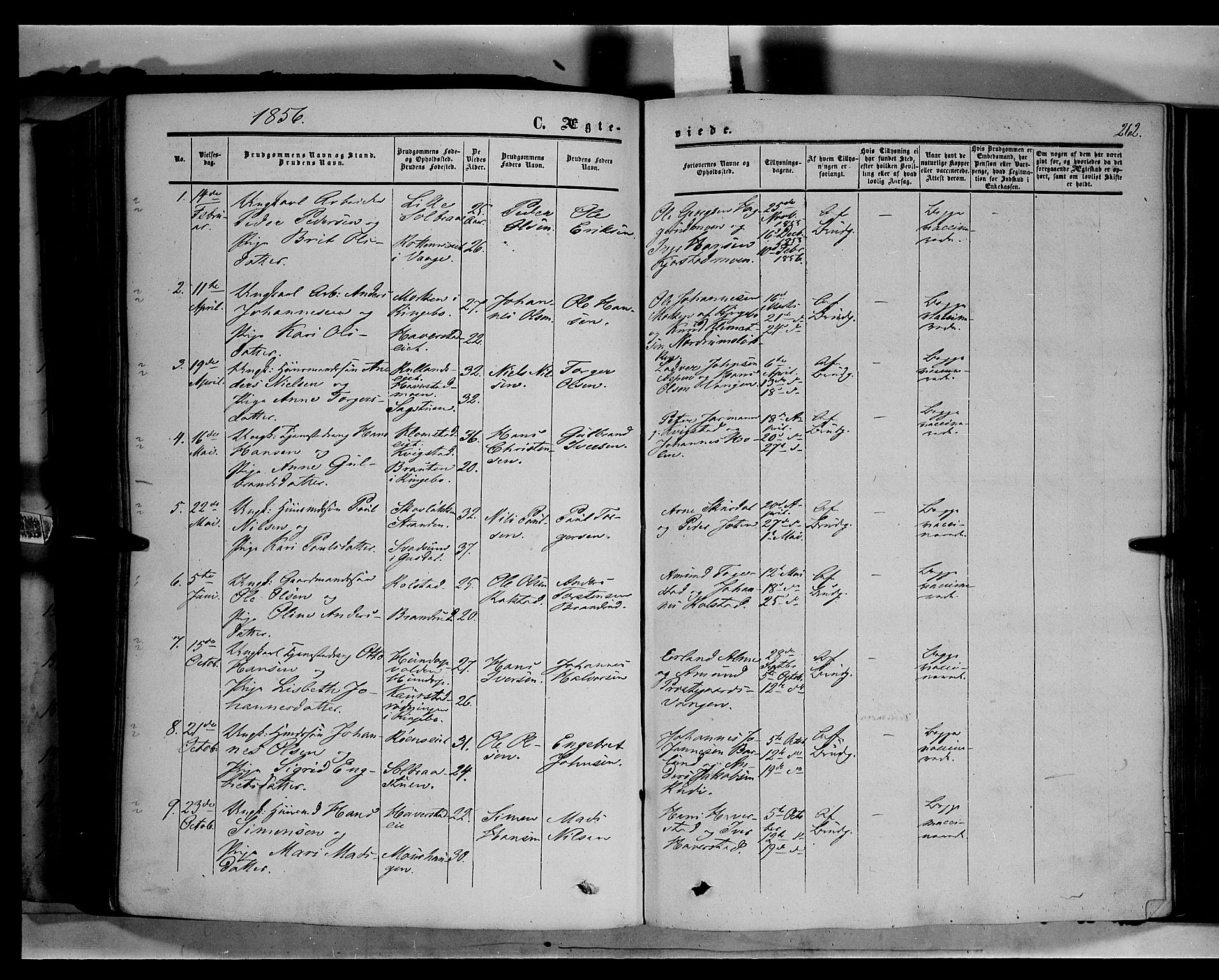 Sør-Fron prestekontor, AV/SAH-PREST-010/H/Ha/Haa/L0001: Parish register (official) no. 1, 1849-1863, p. 262