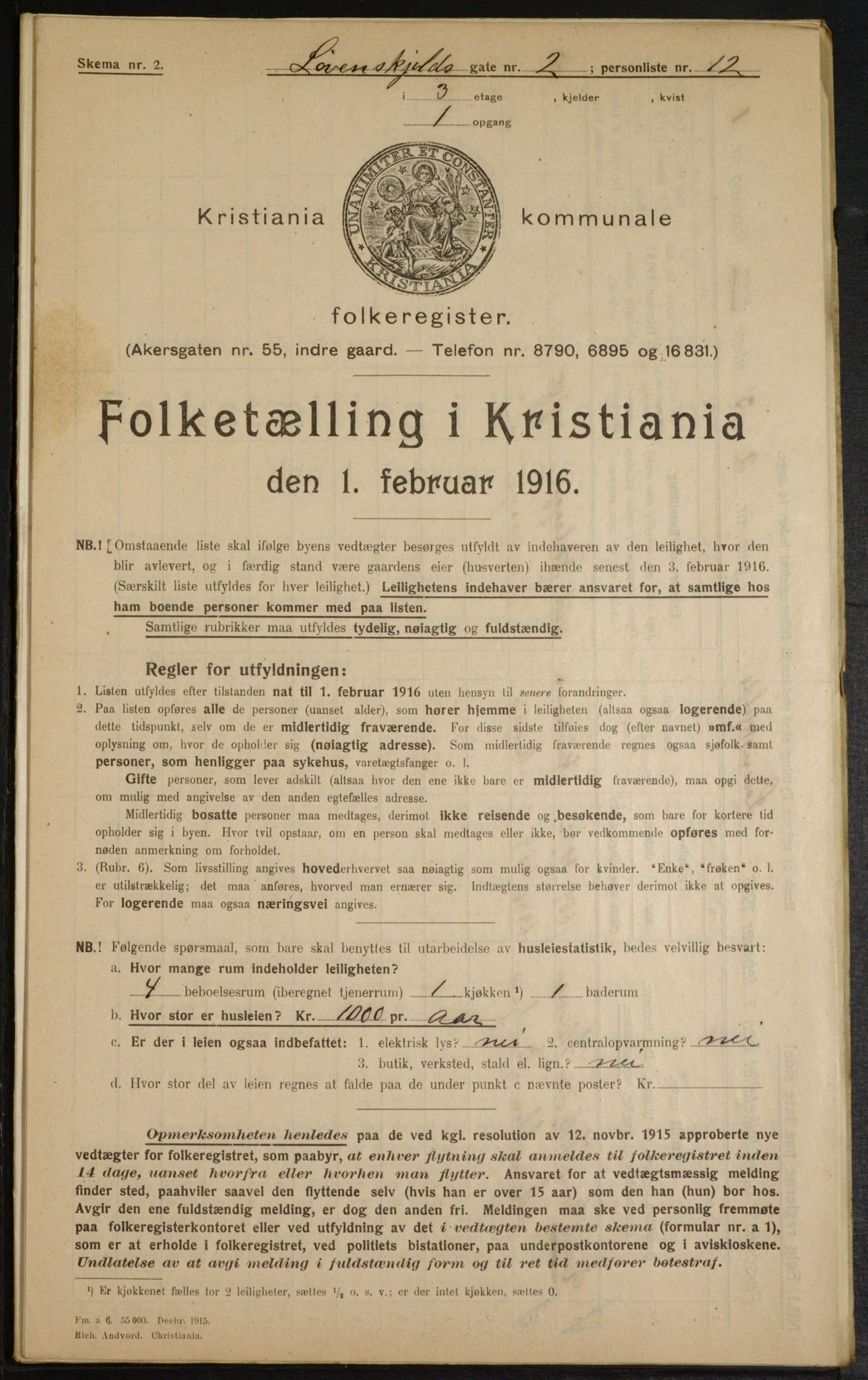 OBA, Municipal Census 1916 for Kristiania, 1916, p. 60110