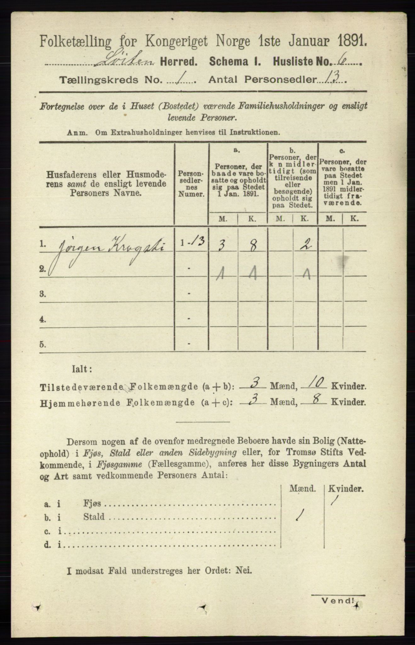 RA, 1891 census for 0415 Løten, 1891, p. 45